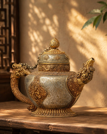 Exquisite Silver Tea Pot | Handmade with 24K Gold