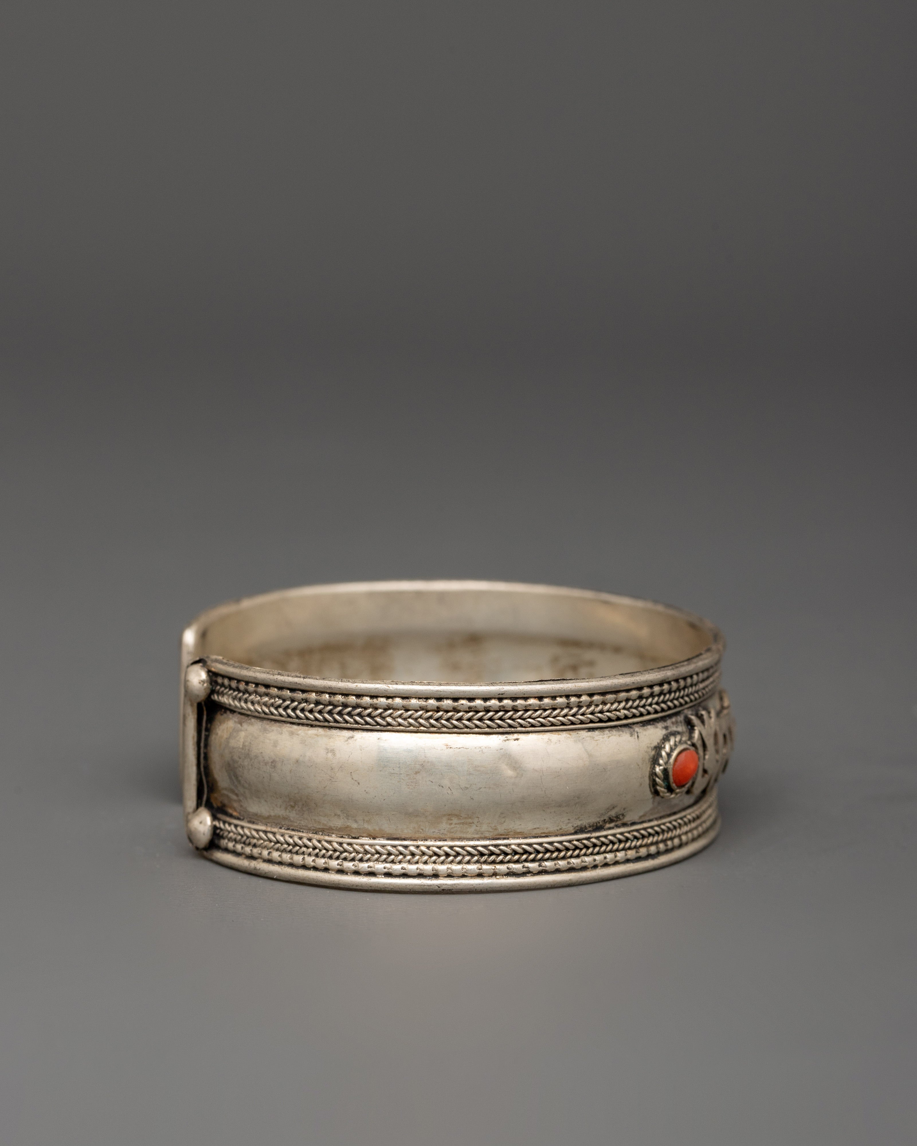 Handmade Silver Bracelet for Accessory | Silver Bracelet with Coral Stone
