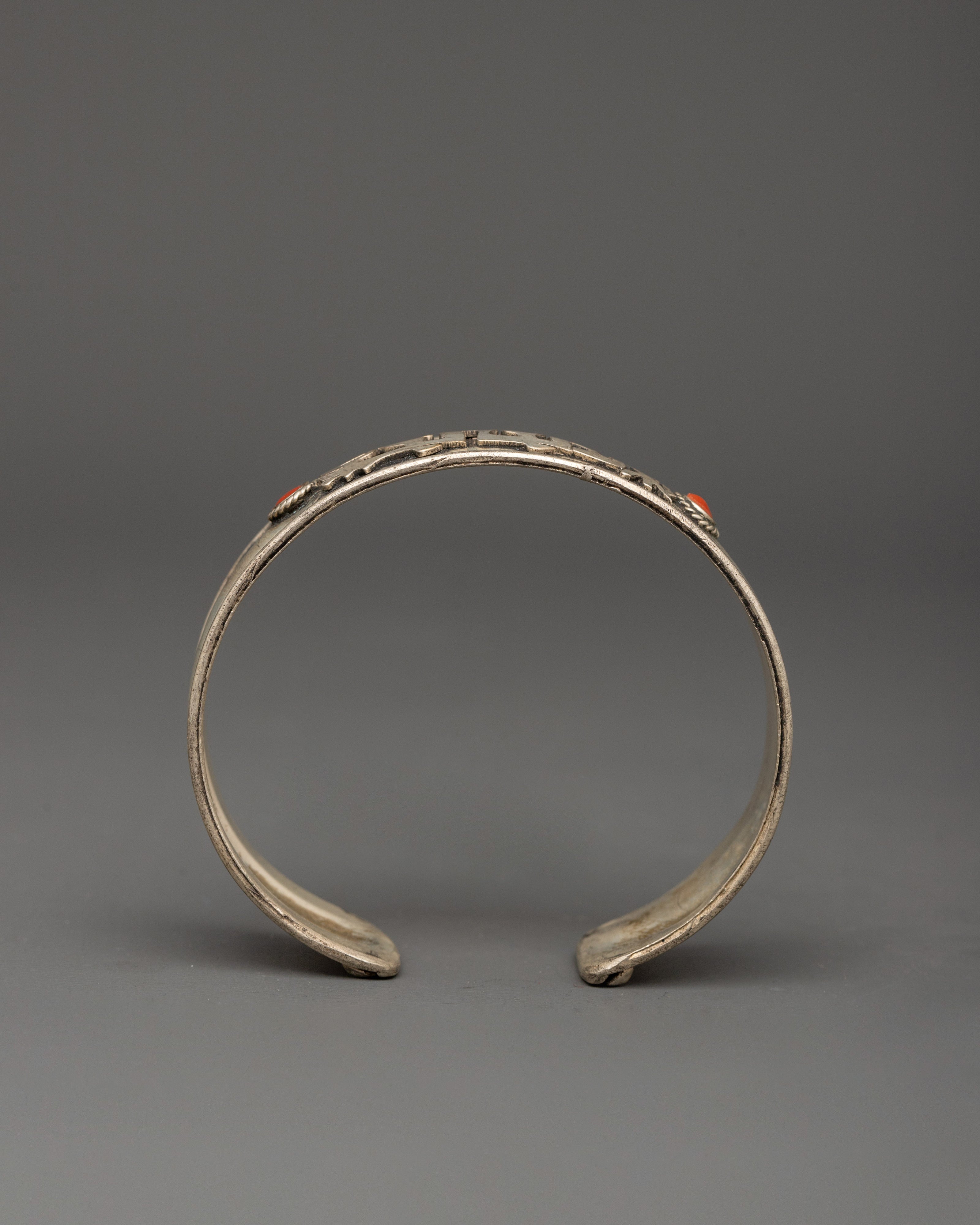 Handmade Silver Bracelet for Accessory | Silver Bracelet with Coral Stone