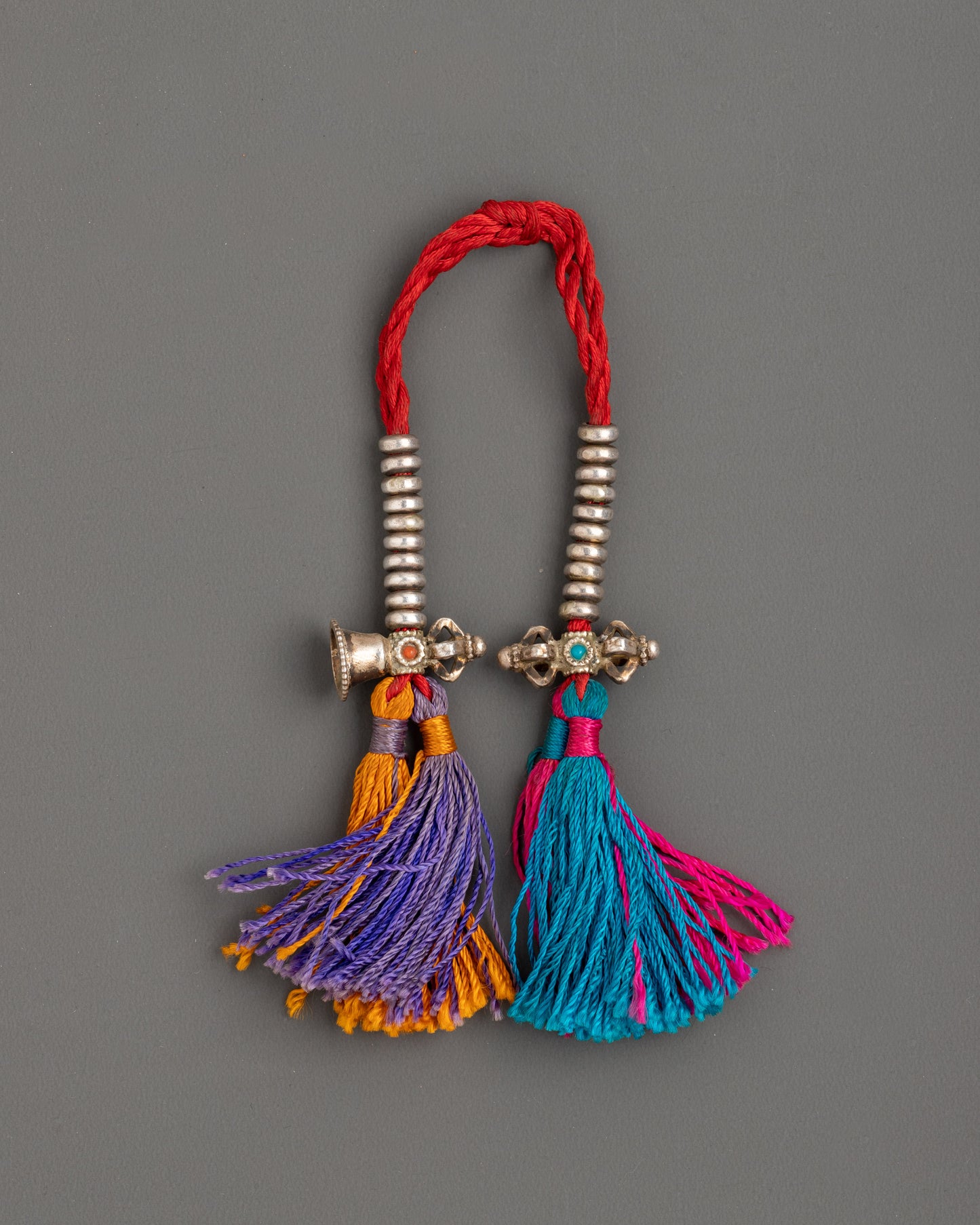 Silver Chupsel with Artificial Stones | 16cm Tibetan Mala Accessory