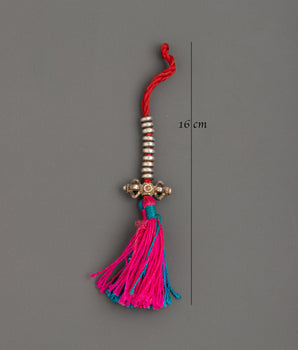 Silver Chupsel with Artificial Stones | 16cm Tibetan Mala Accessory
