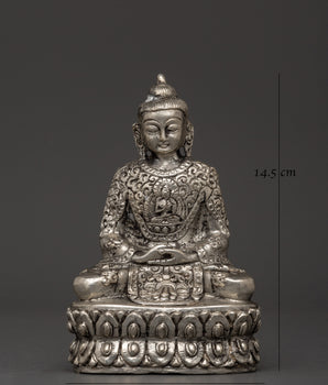 Amitabha Copper Silver Plated Statue | Tibetan Buddhist Sculpture, Handcrafted Longevity