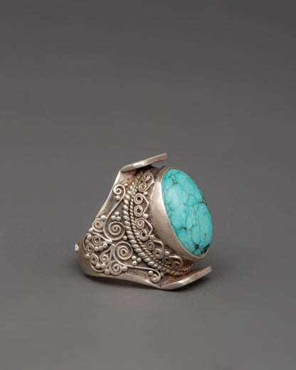 Silver Ring with Beautiful Artificial Stone | Traditional Crafts