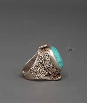 Silver Ring with Beautiful Artificial Stone | Traditional Crafts