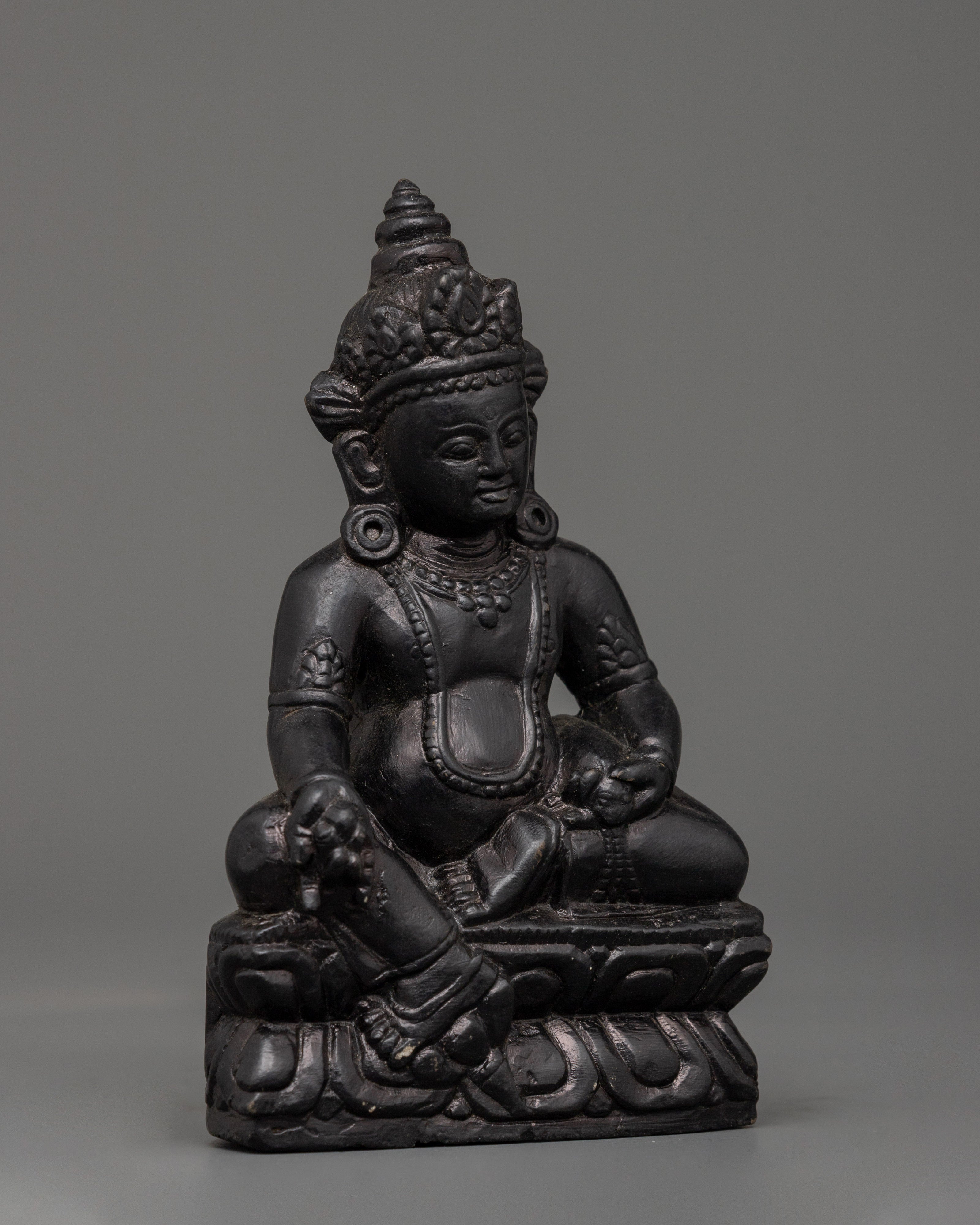 Dzambhala Oxidized Stone Statue | A Symbol of Wealth