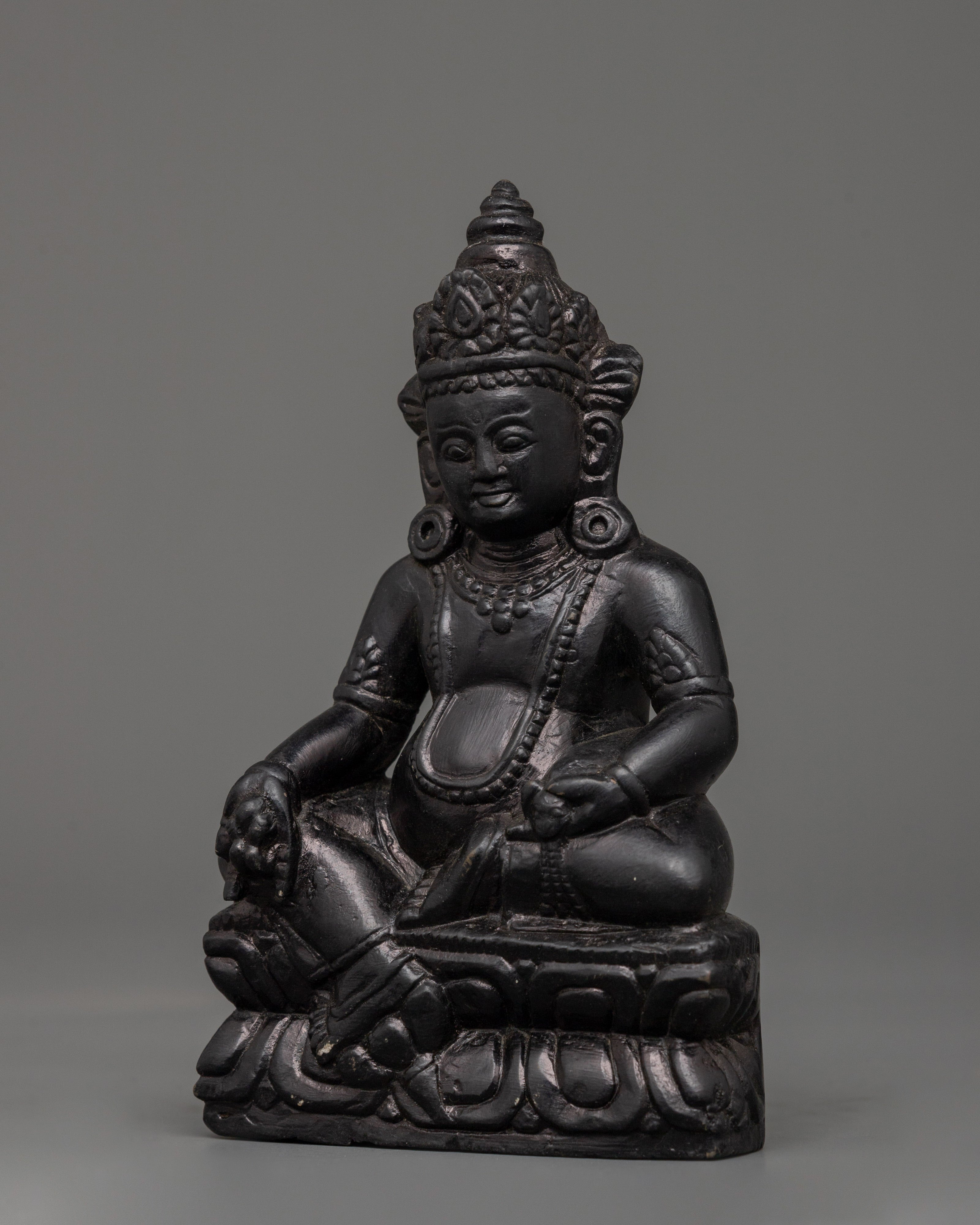 Dzambhala Oxidized Stone Statue | A Symbol of Wealth
