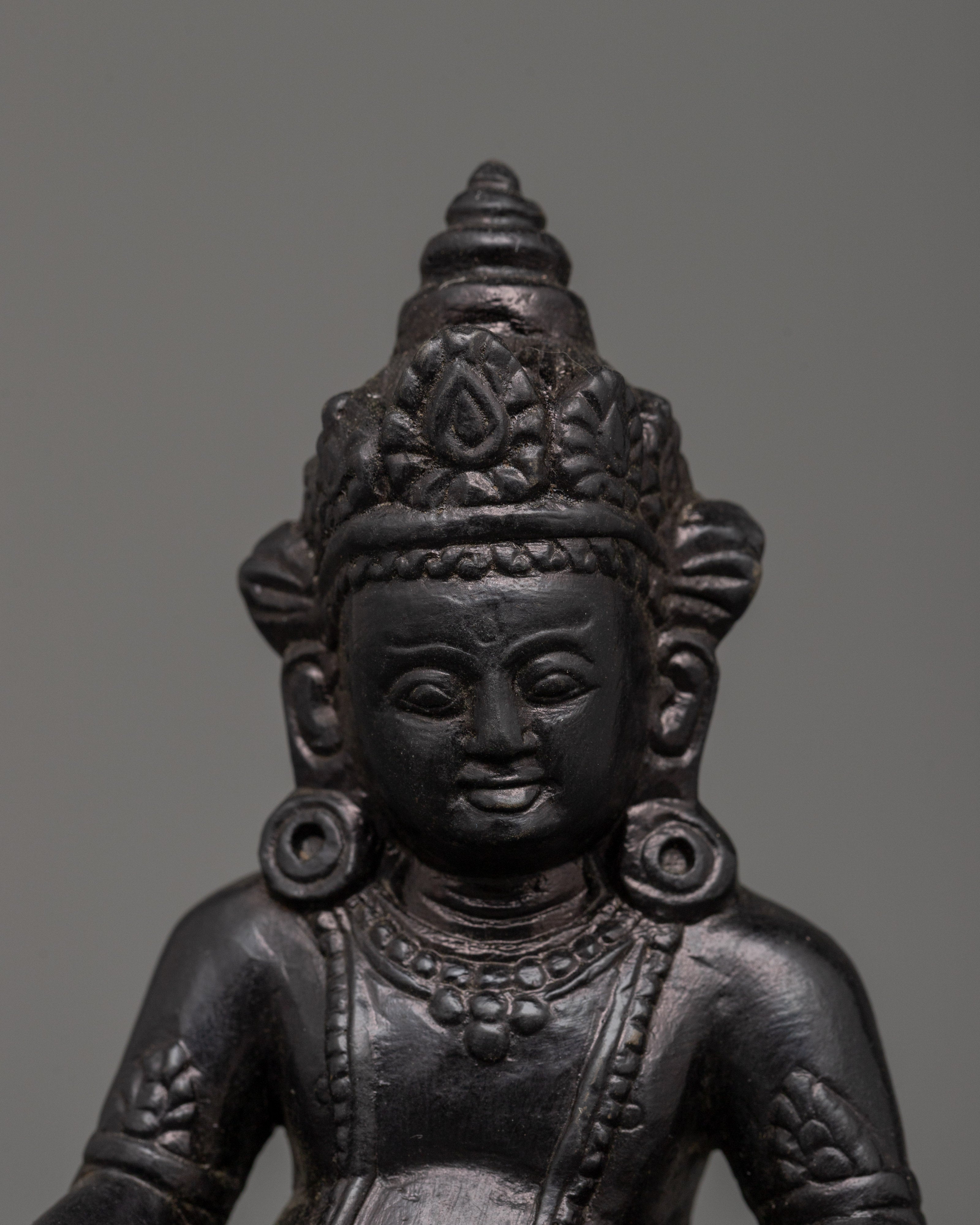 Dzambhala Oxidized Stone Statue | A Symbol of Wealth