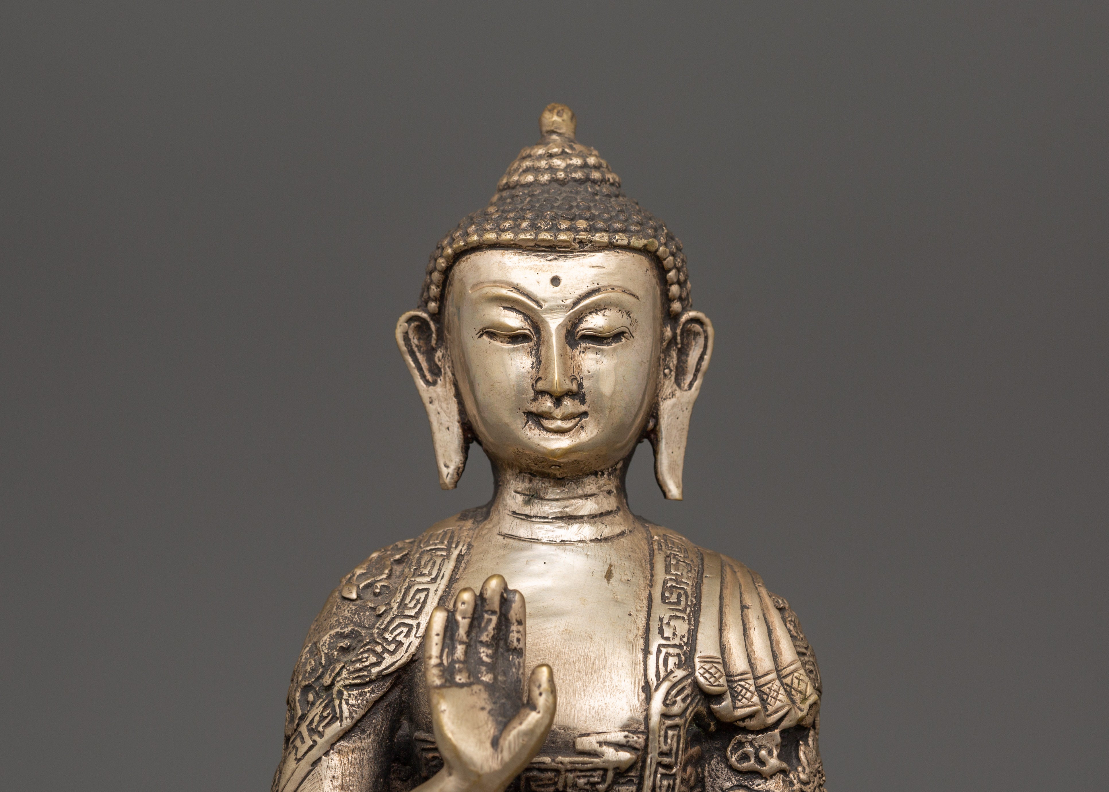 Antique Amoghasiddhi Statue | Brass Buddha of Fearless Victory