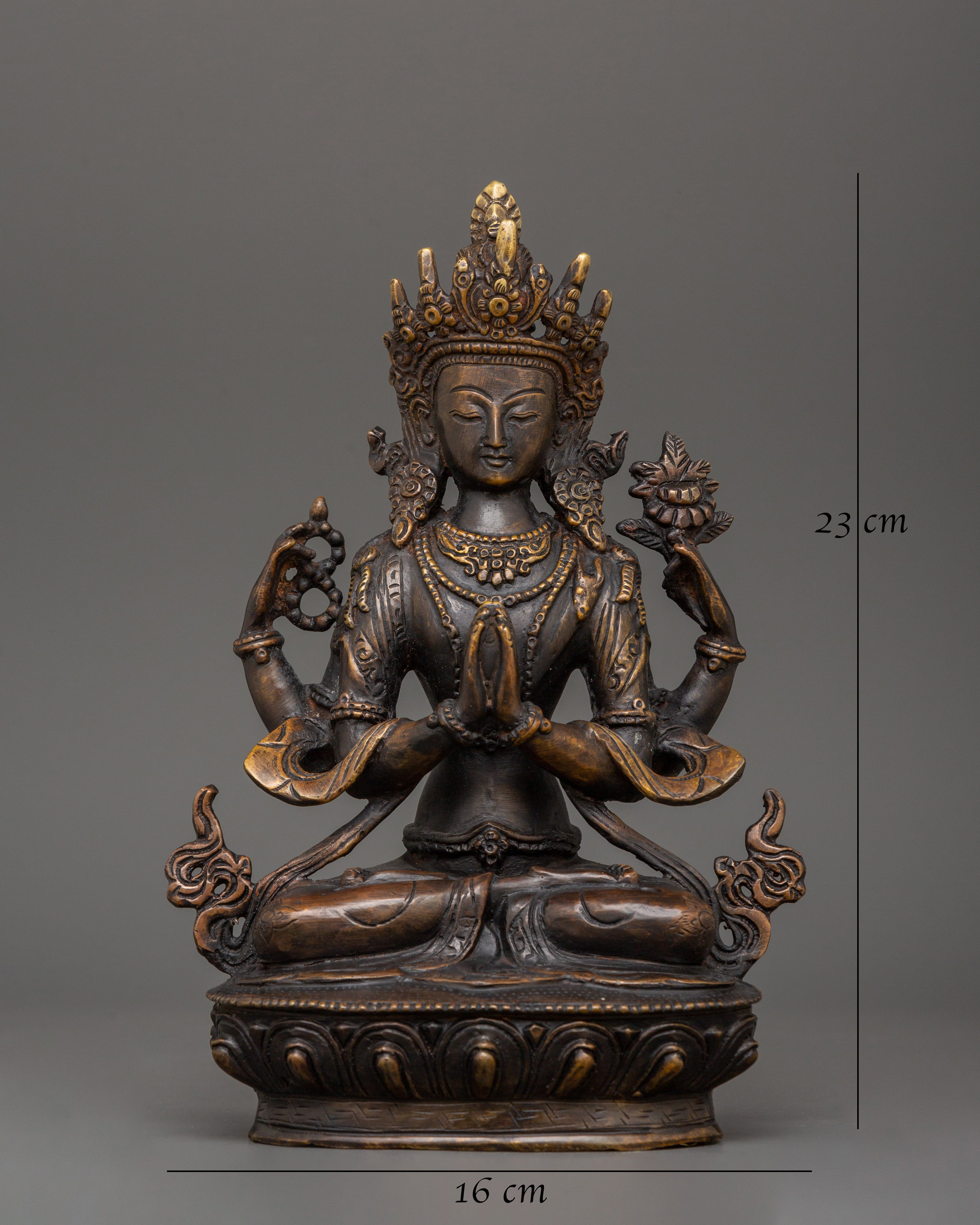 Chenresig Compassionate Buddha Statue | Tibetan Bodhisattva of Love & Healing