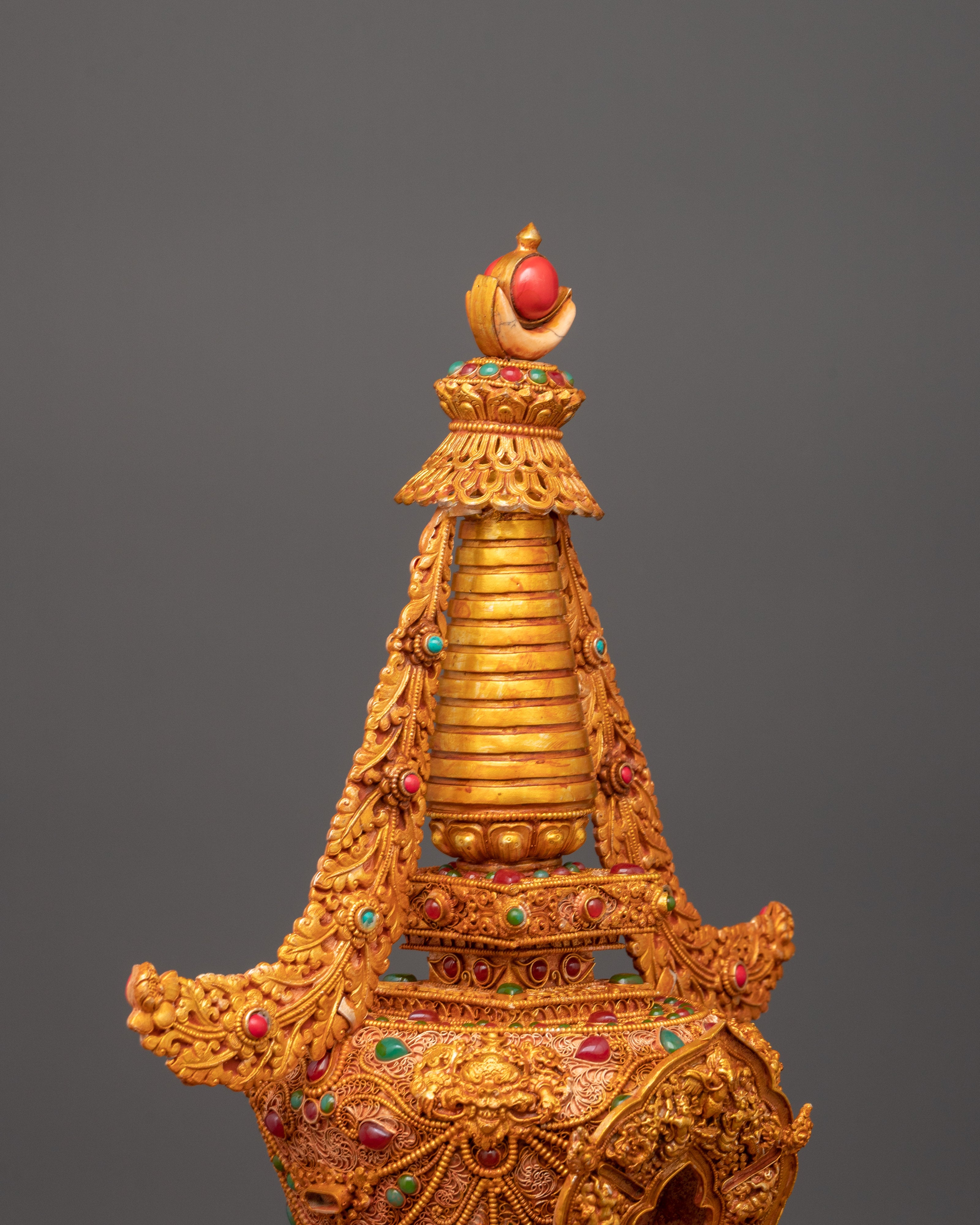 Tibetan Stupa with Coral | Spiritual Home Decor