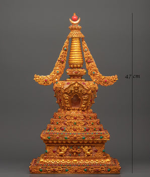 Tibetan Stupa with coral | Spiritual Home Decor
