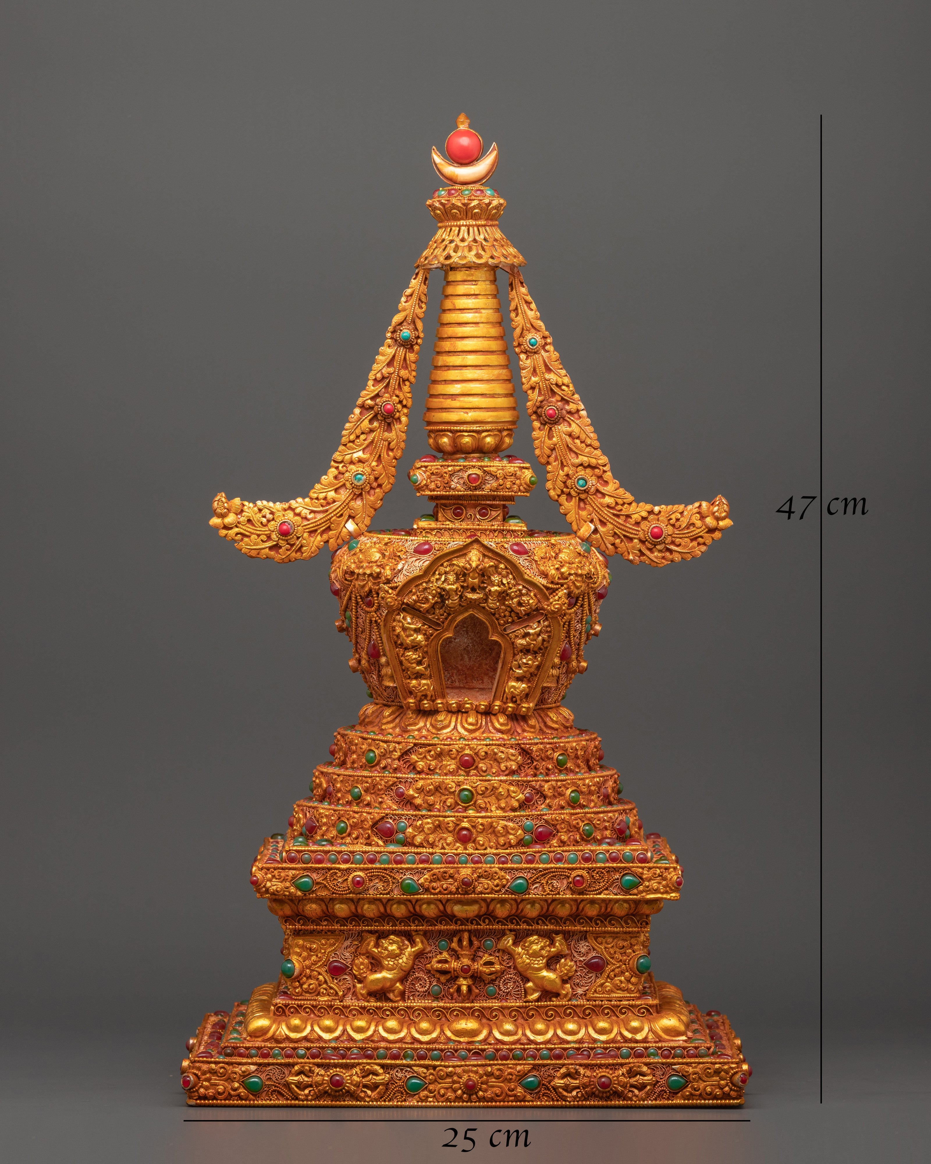 Tibetan Stupa with Coral | Spiritual Home Decor
