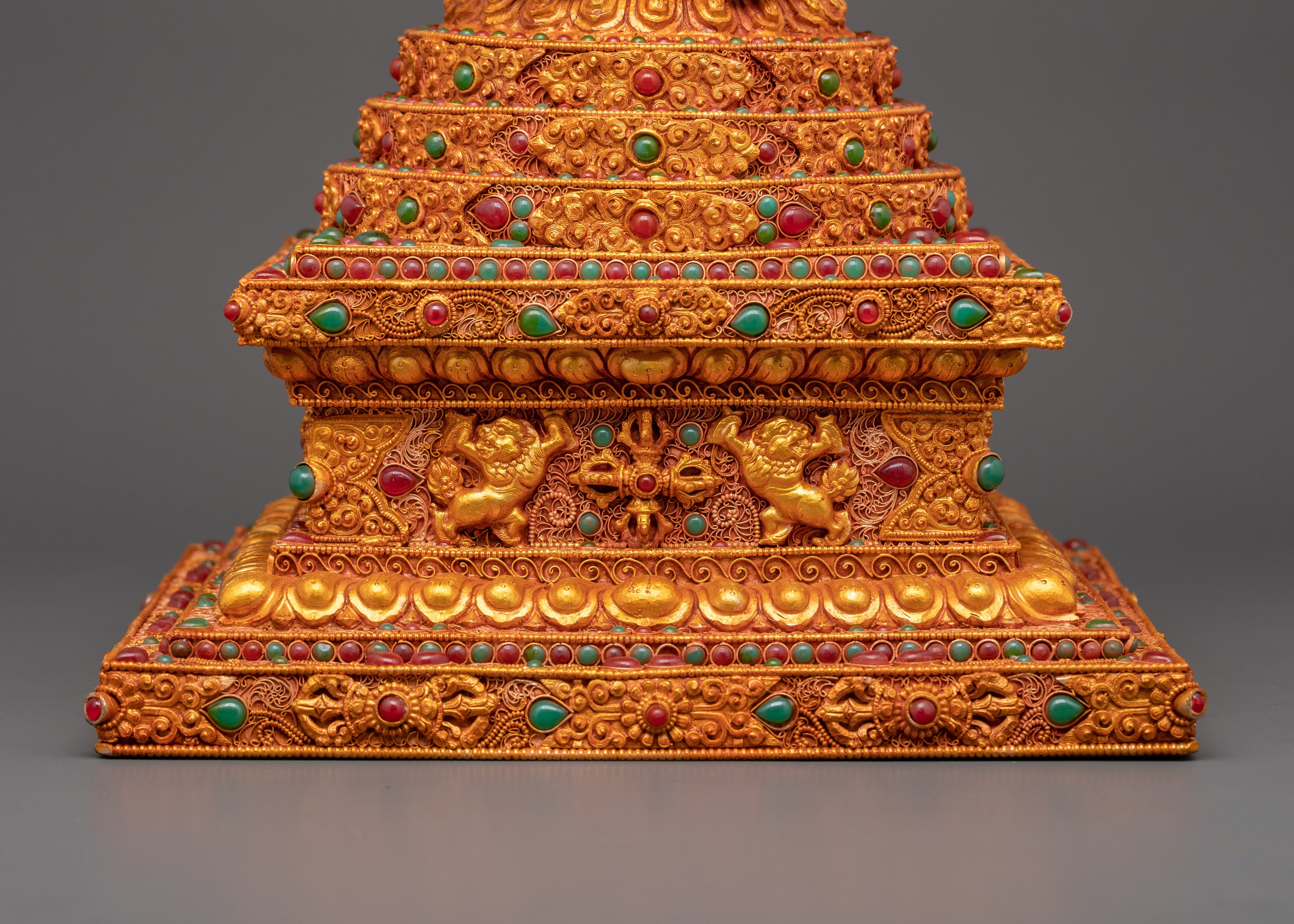 Tibetan Stupa with Coral | Spiritual Home Decor