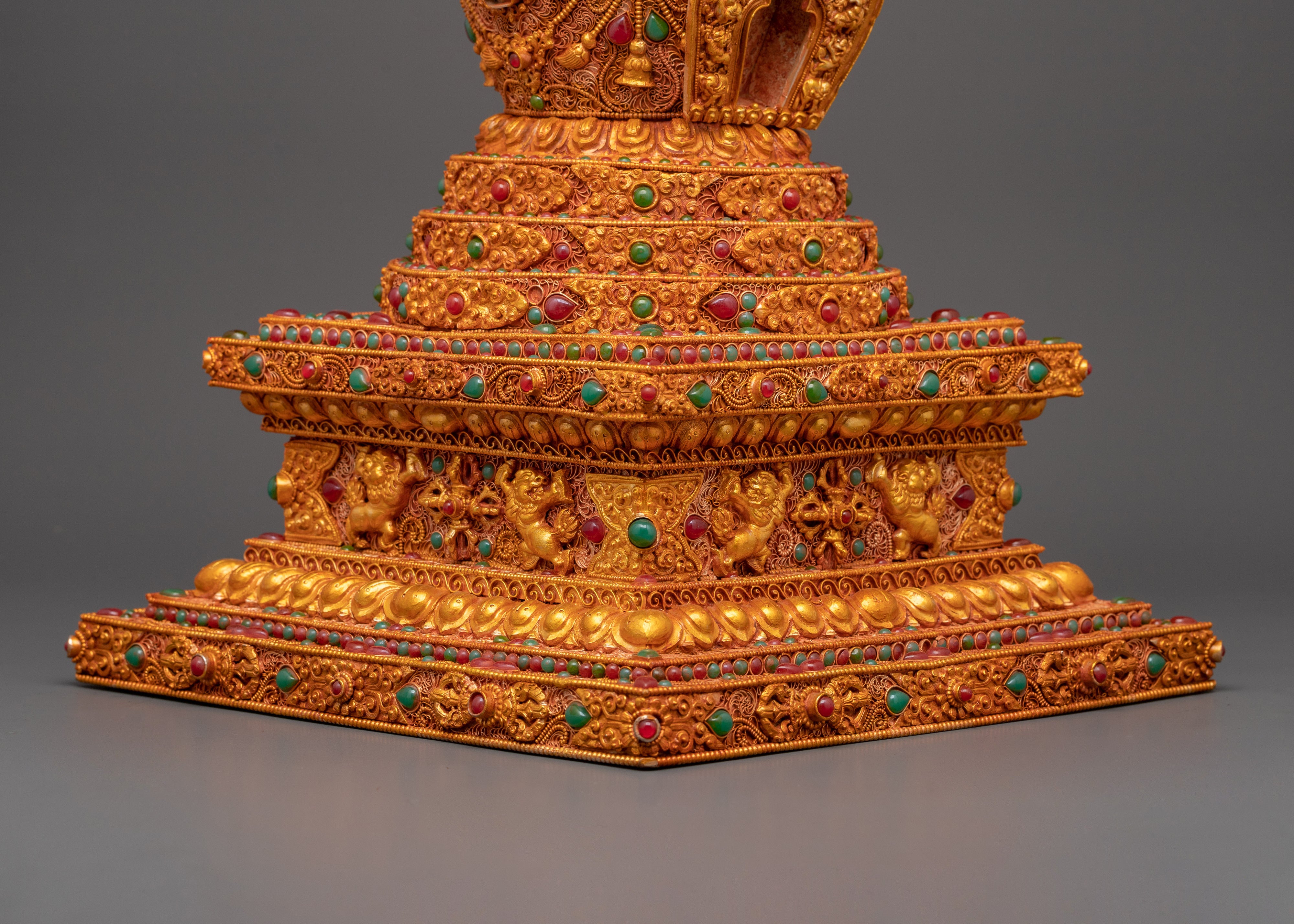 Tibetan Stupa with Coral | Spiritual Home Decor