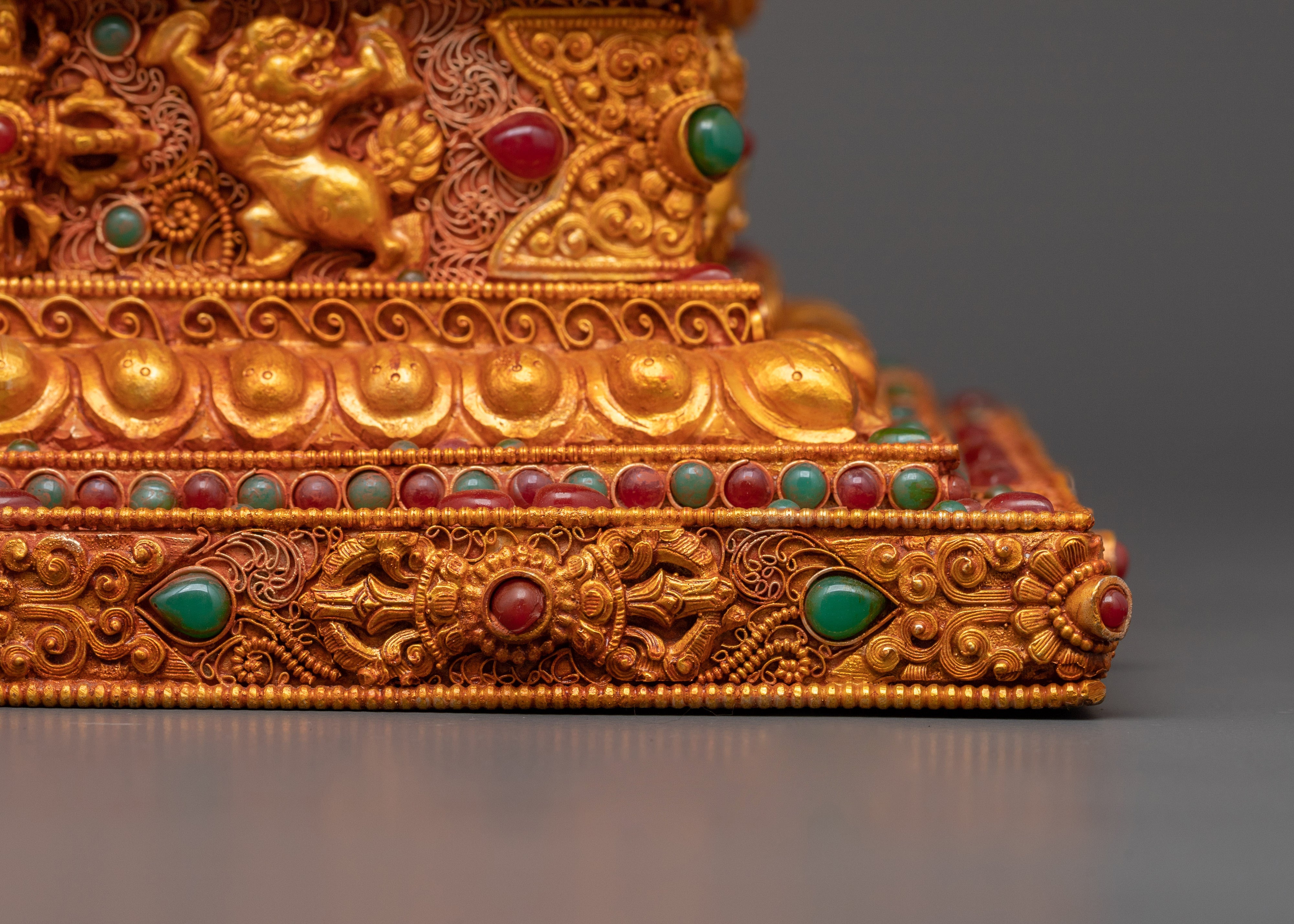 Tibetan Stupa with Coral | Spiritual Home Decor
