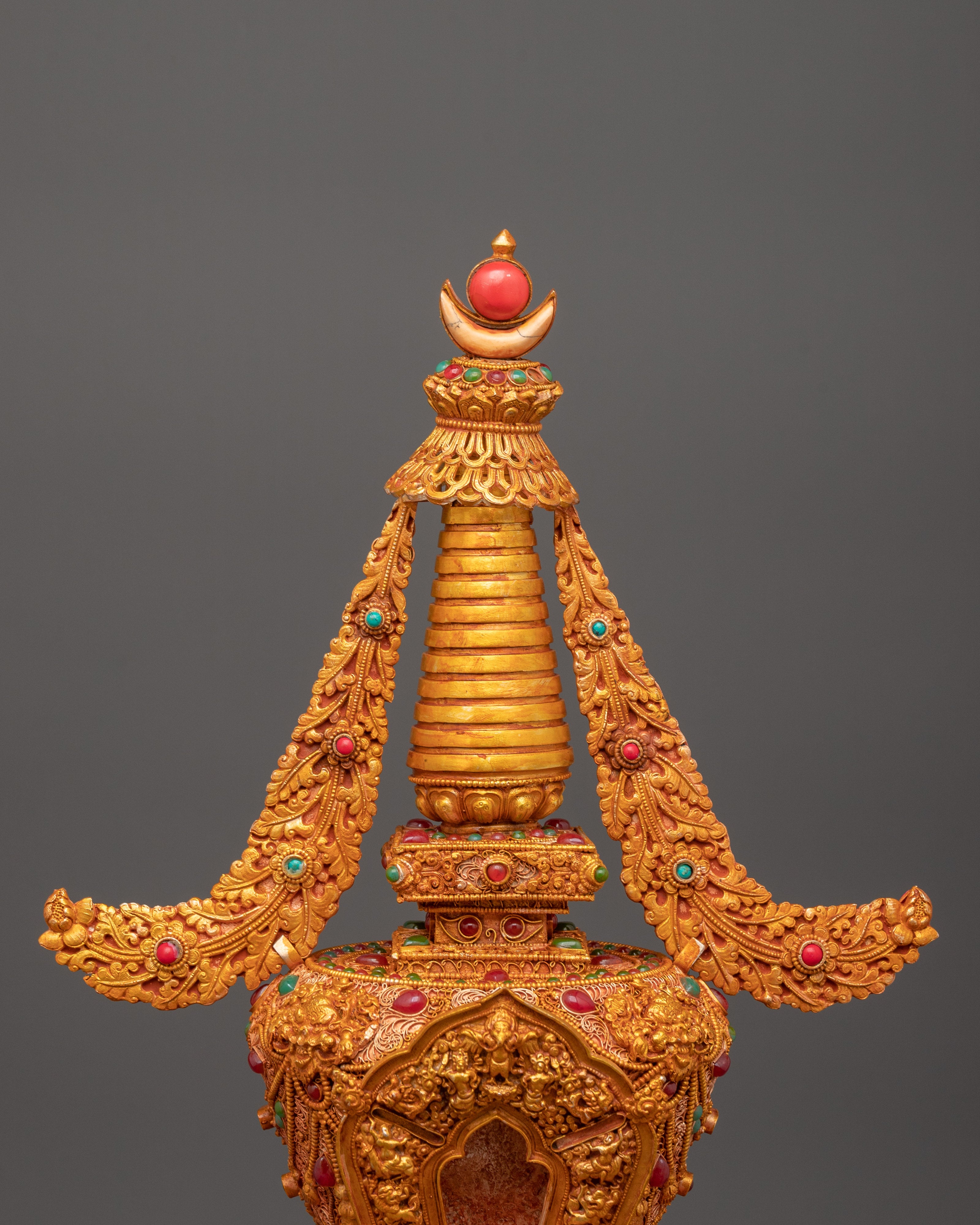 Tibetan Stupa with Coral | Spiritual Home Decor
