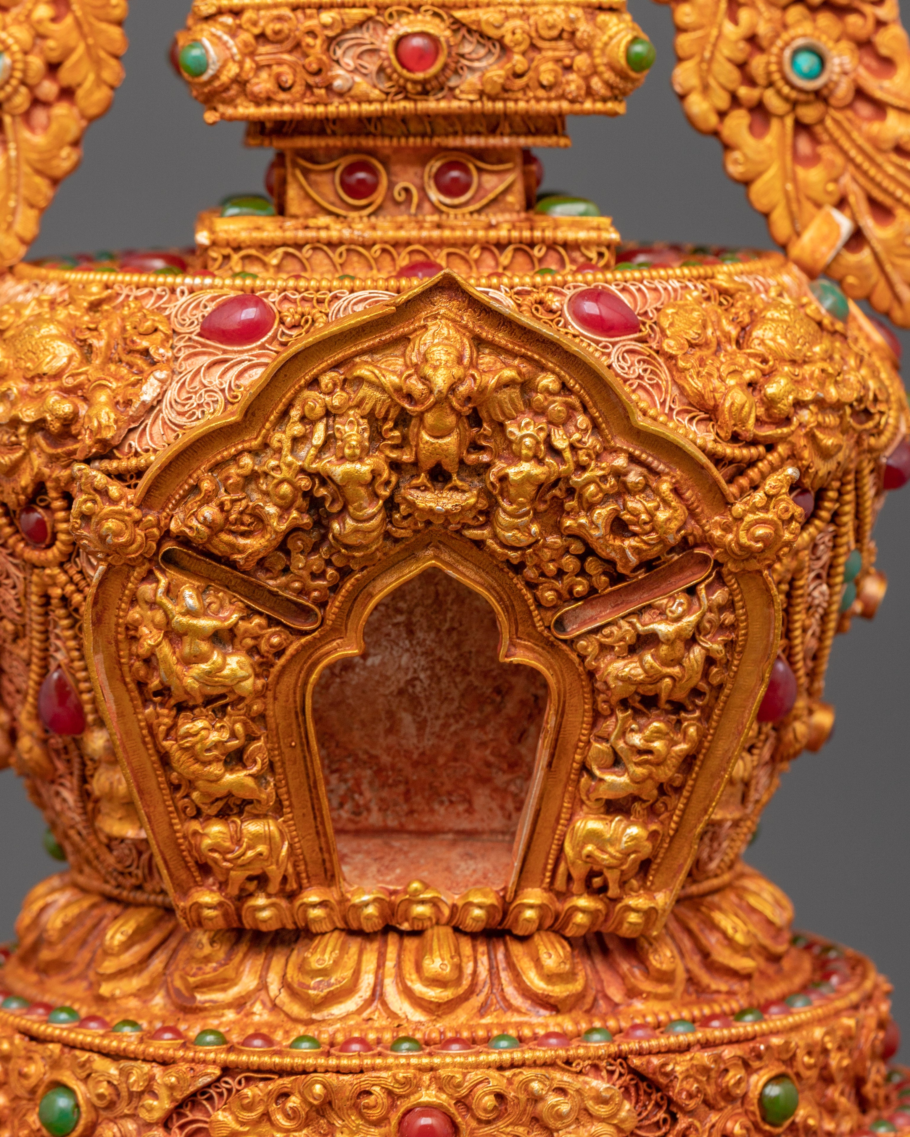 Tibetan Stupa with Coral | Spiritual Home Decor