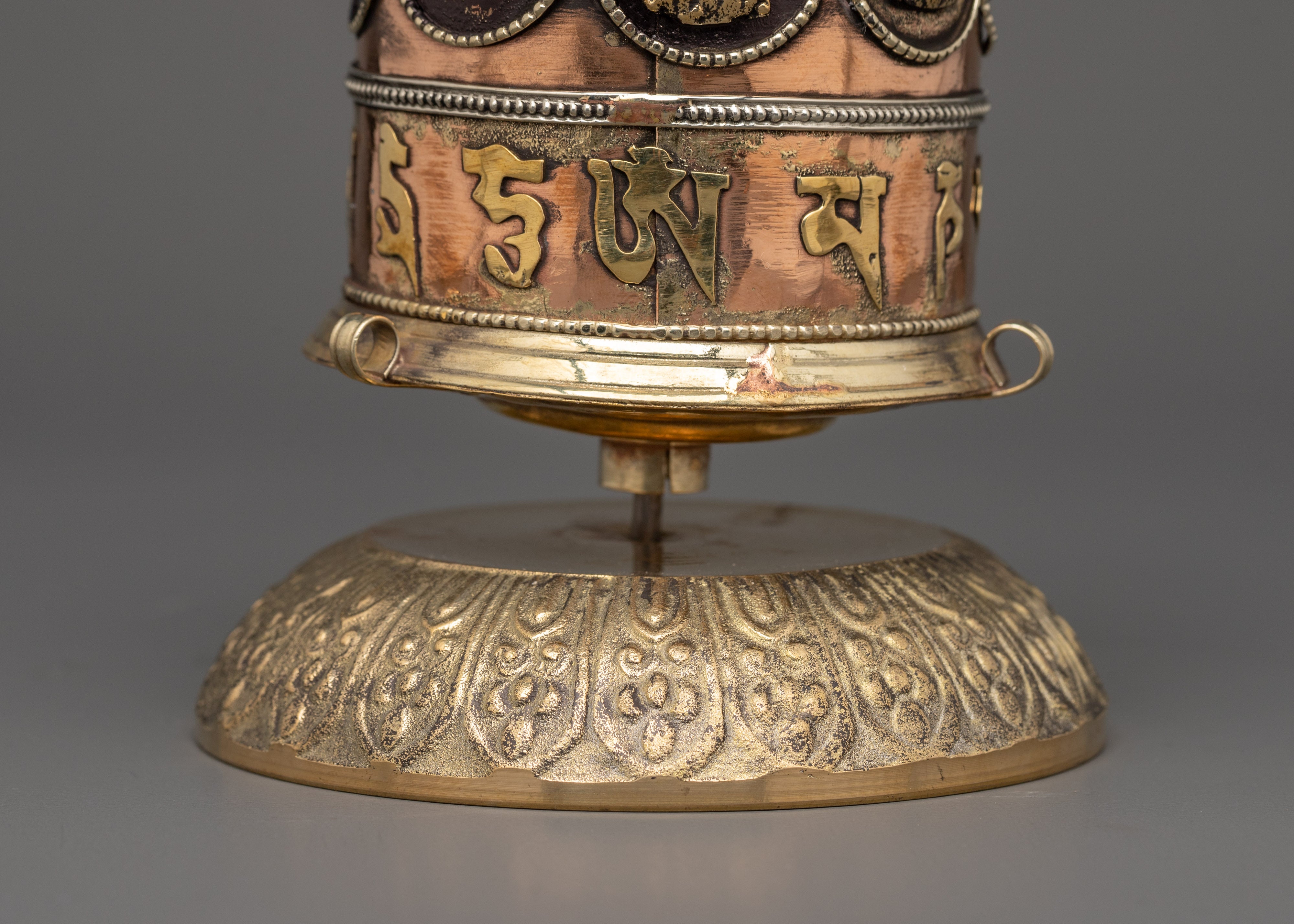 Traditional Tibetan Mantra Prayer Wheel | Brass and Copper Buddhist Art