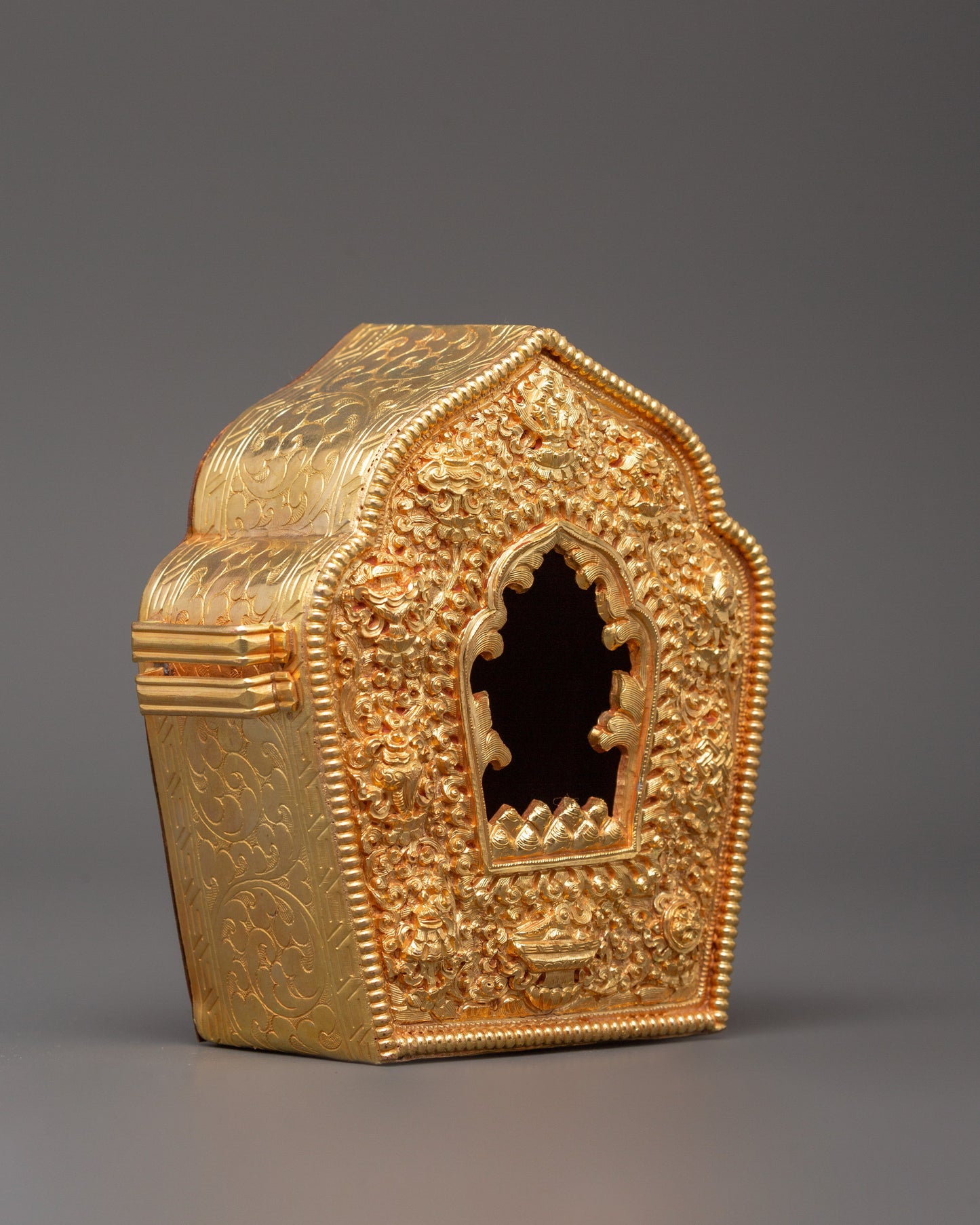 Gold Plated Buddhist Ghau Box | Tibetan Buddhist Item