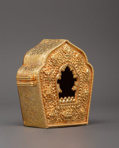 Gold Plated Buddhist Ghau Box | Tibetan Buddhist Item