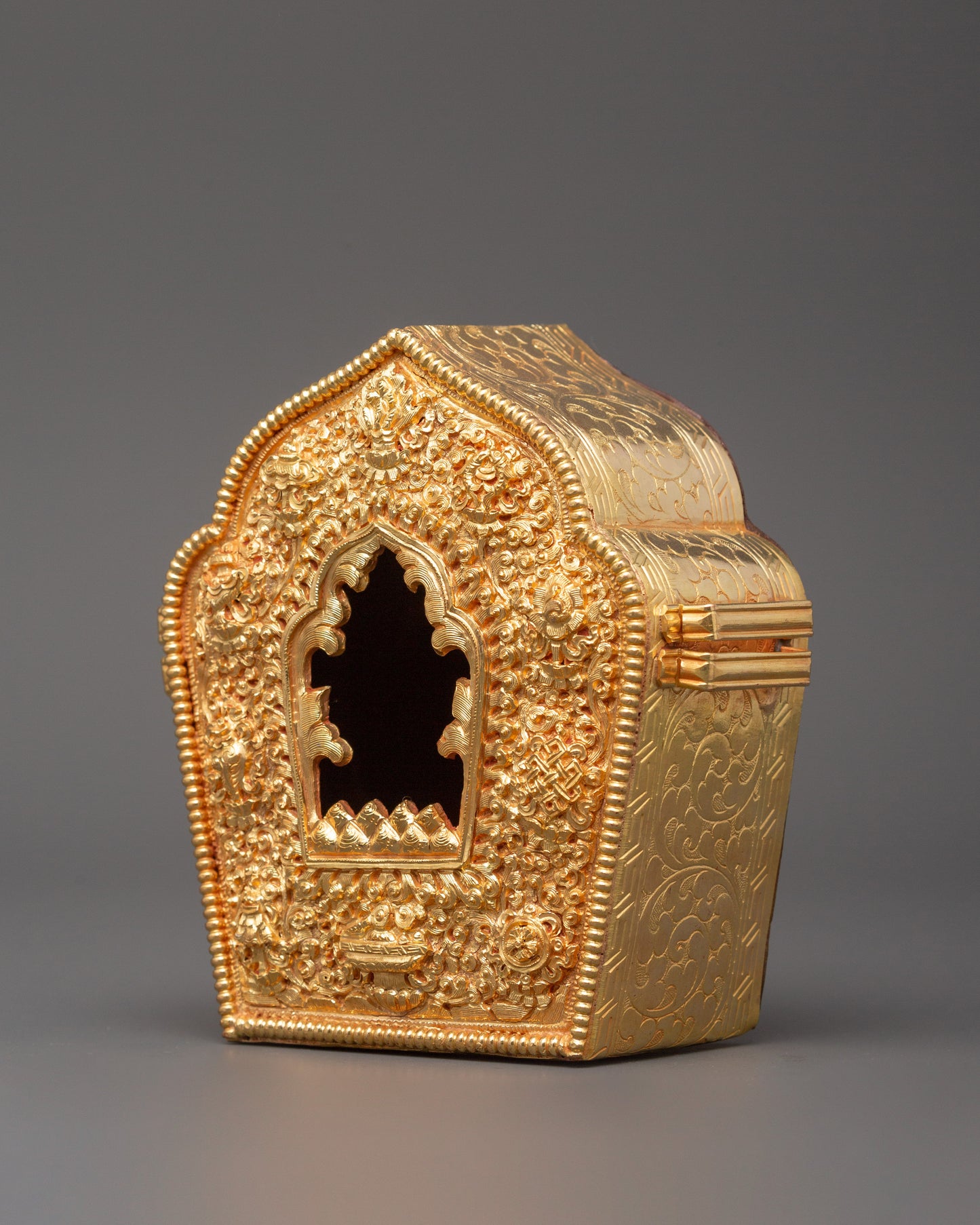 Gold Plated Buddhist Ghau Box | Tibetan Buddhist Item