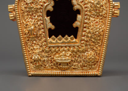 Gold Plated Buddhist Ghau Box | Tibetan Buddhist Item