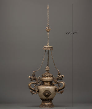 Hanging Ritual Item Tibetan Incense Burner | A Sacred Ritual Item in Pure Silver