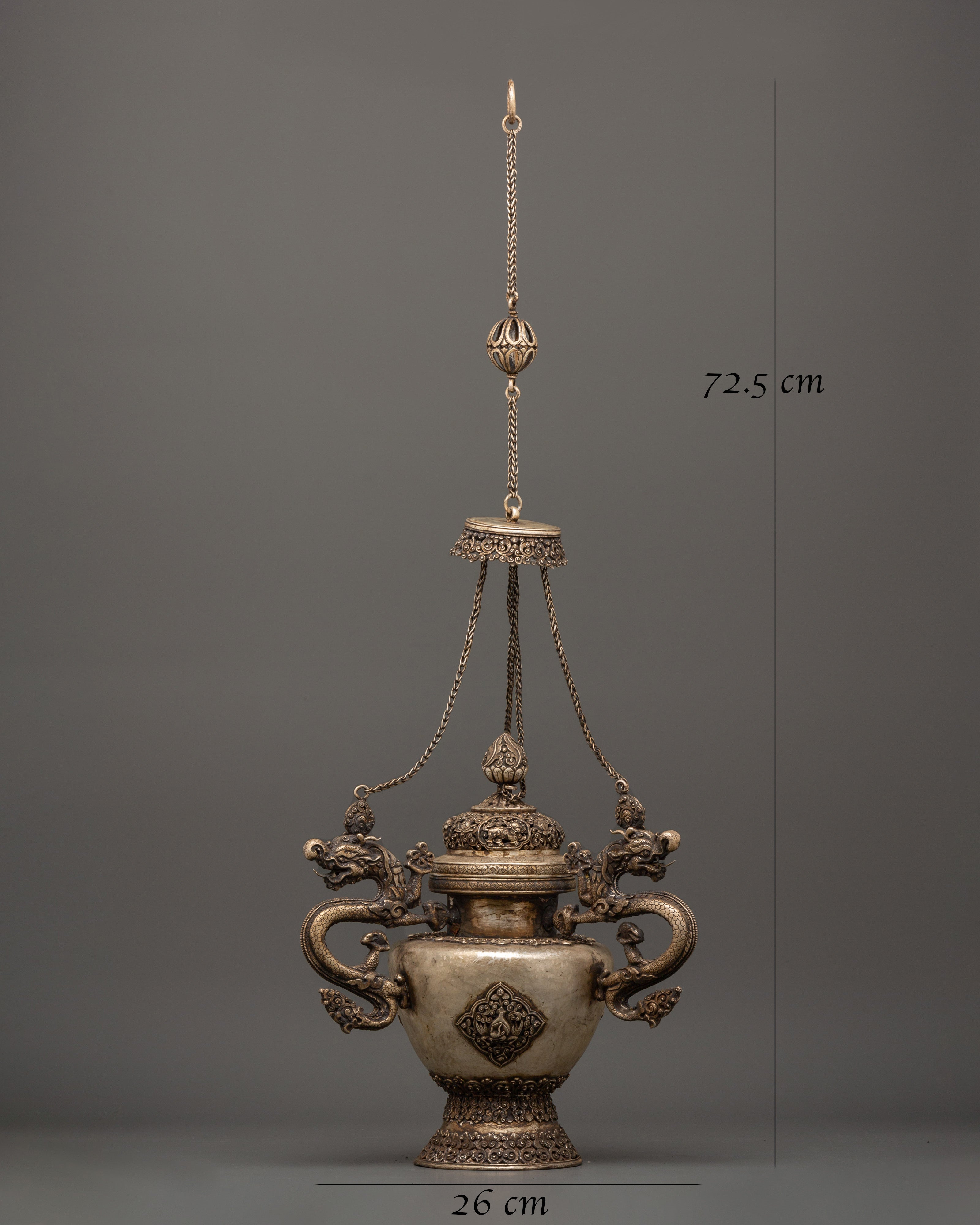 Hanging Ritual Item Tibetan Incense Burner | A Sacred Ritual Item in Pure Silver