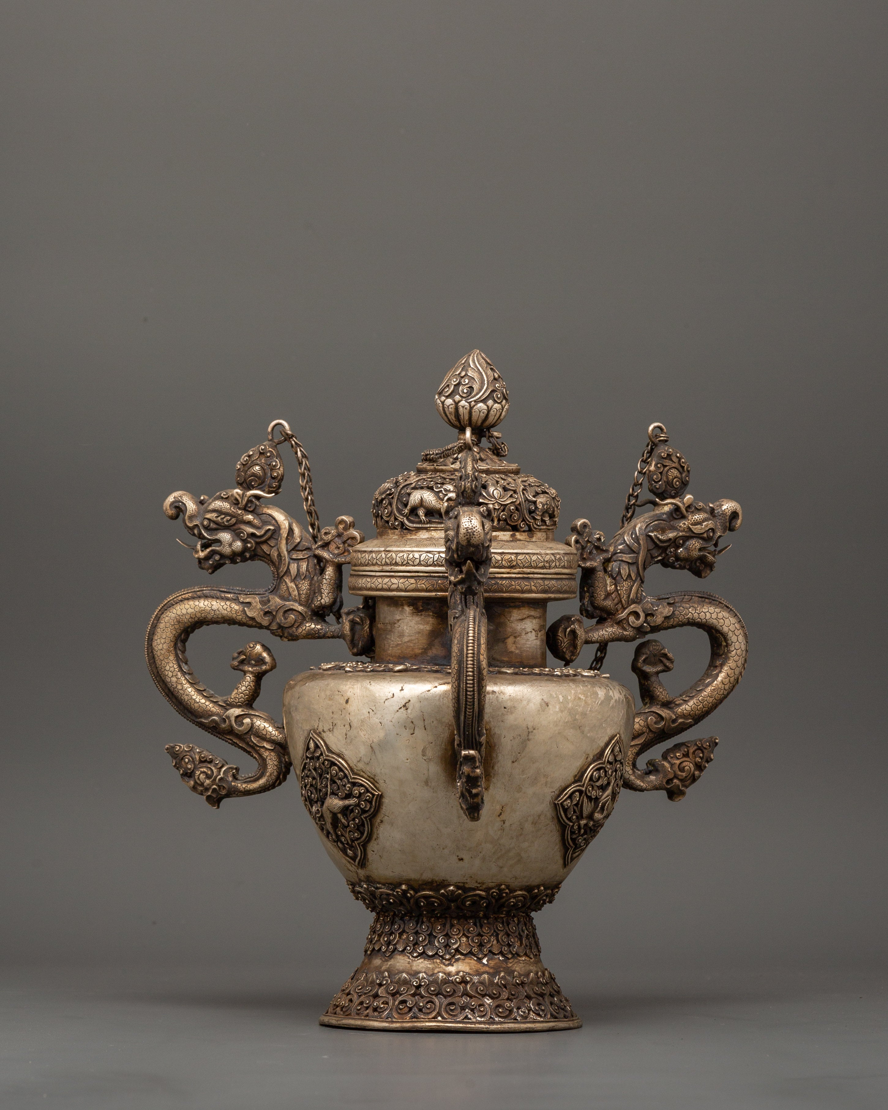 Hanging Ritual Item Tibetan Incense Burner | A Sacred Ritual Item in Pure Silver