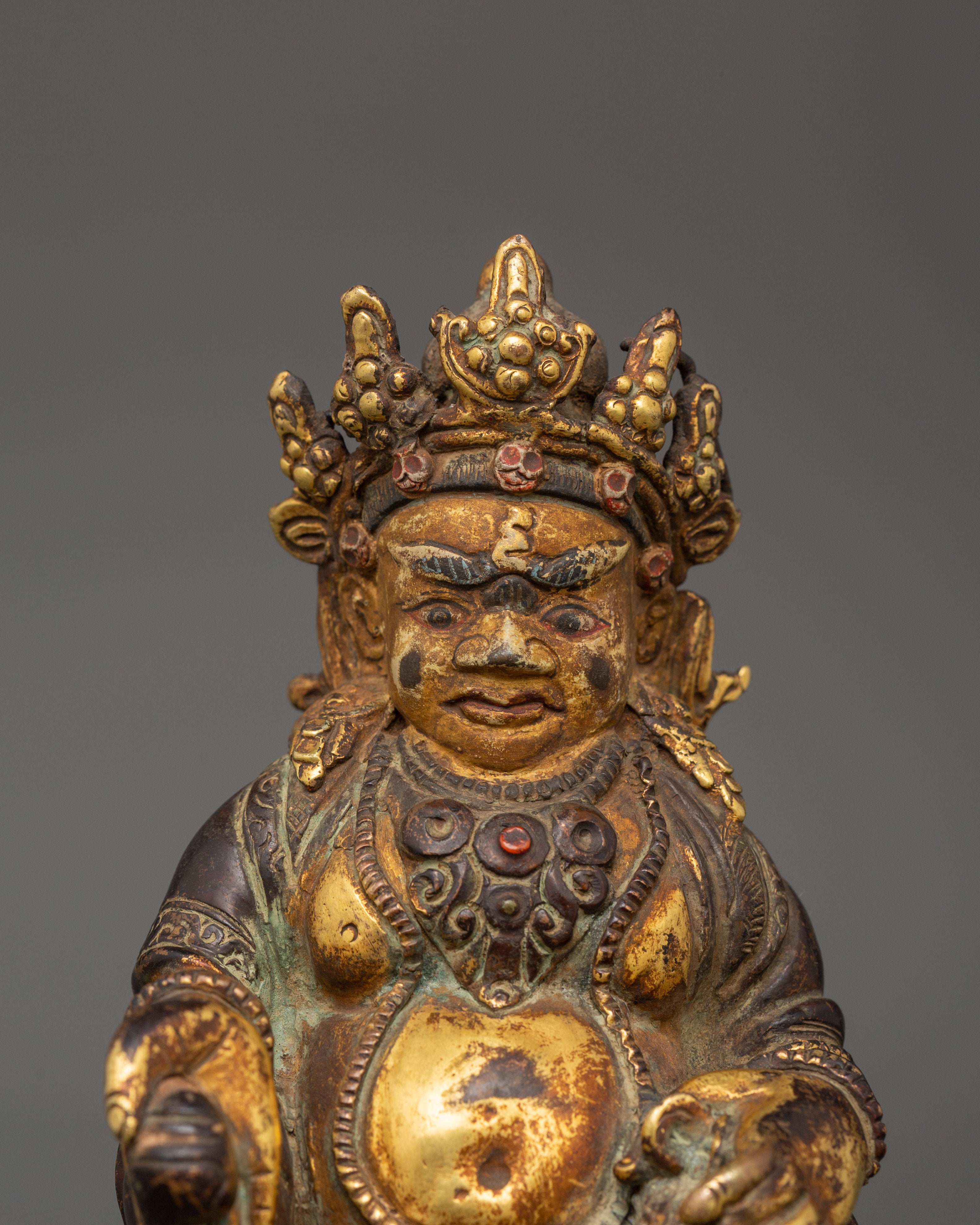 Dzambhala Buddhist Deity Statue | Handcrafted Copper Sculpture