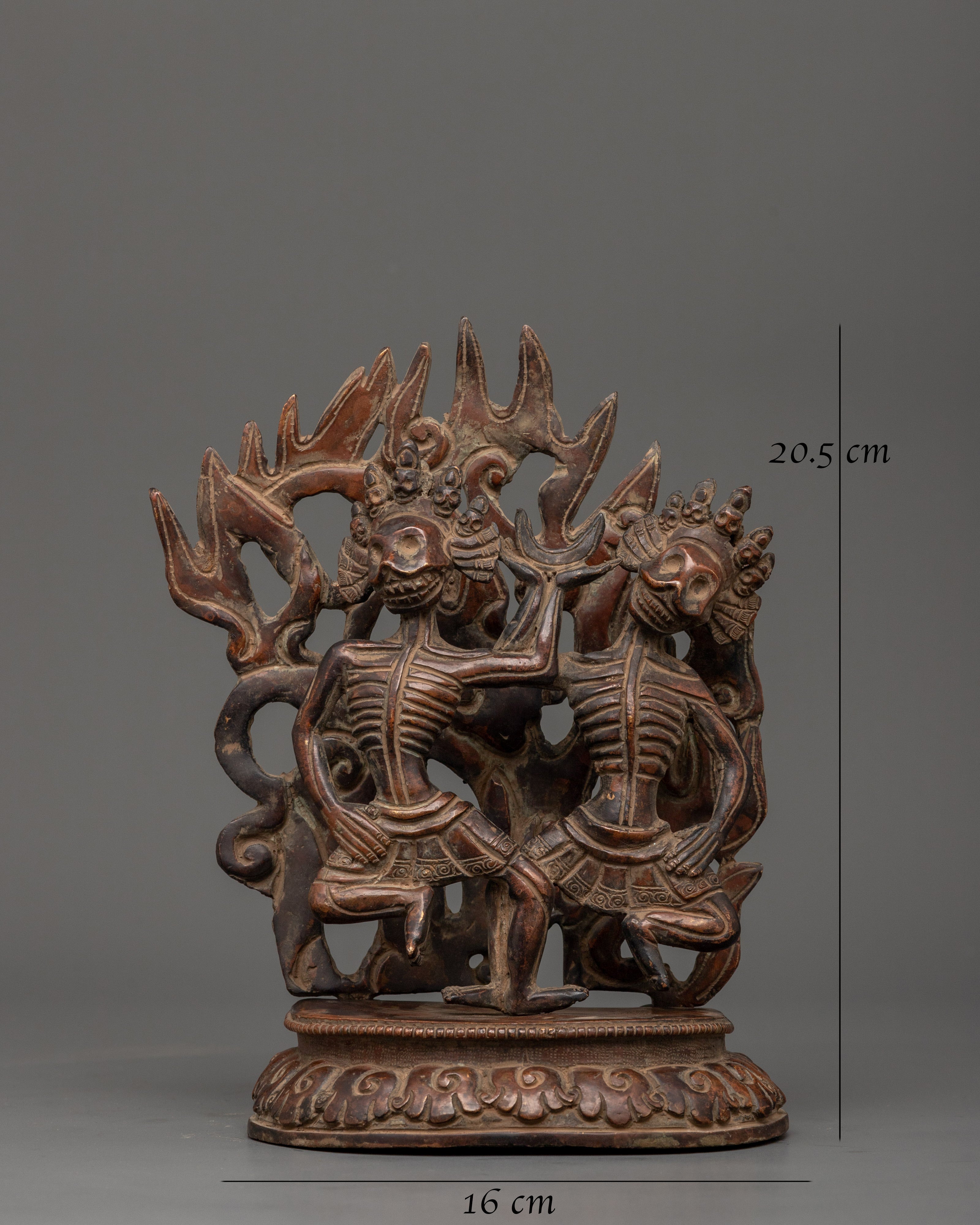 Oxidized Copper Citipati Statue |  Tibetan Protector Sculpture