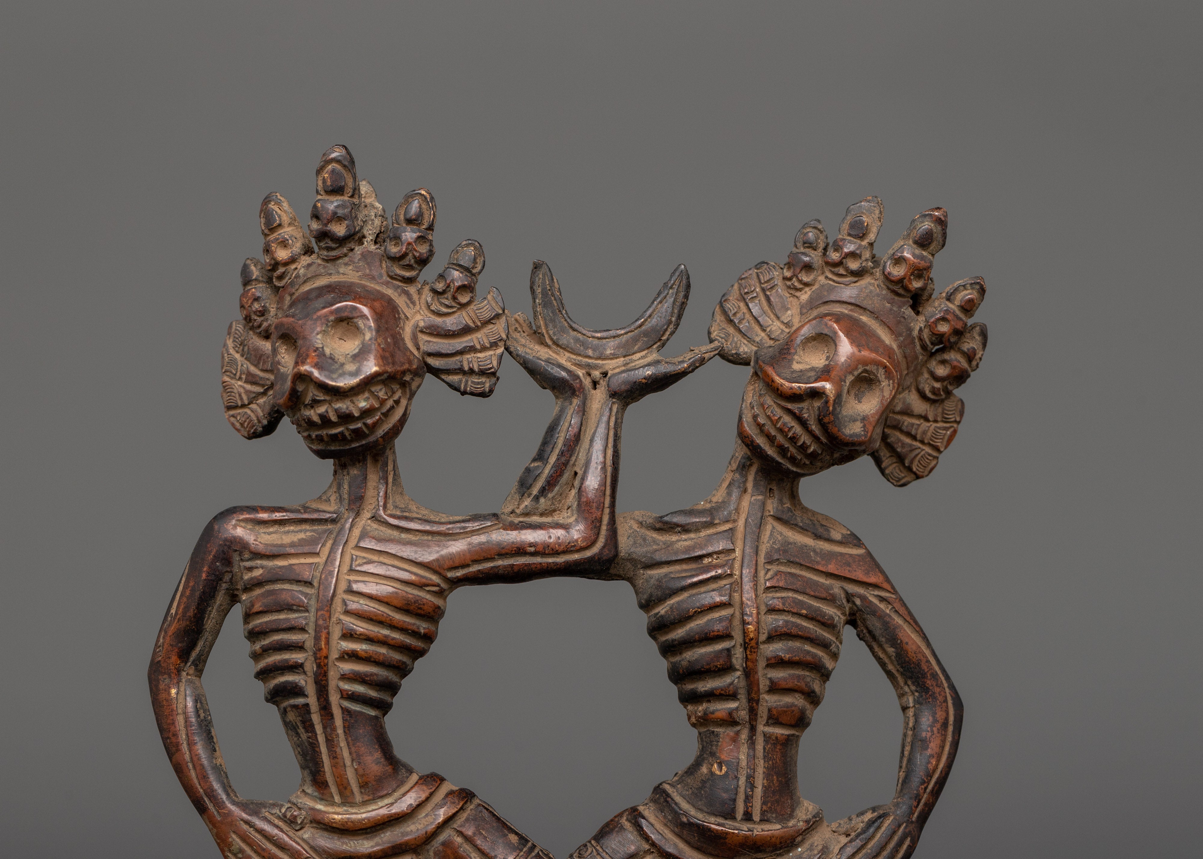 Oxidized Copper Citipati Statue |  Tibetan Protector Sculpture
