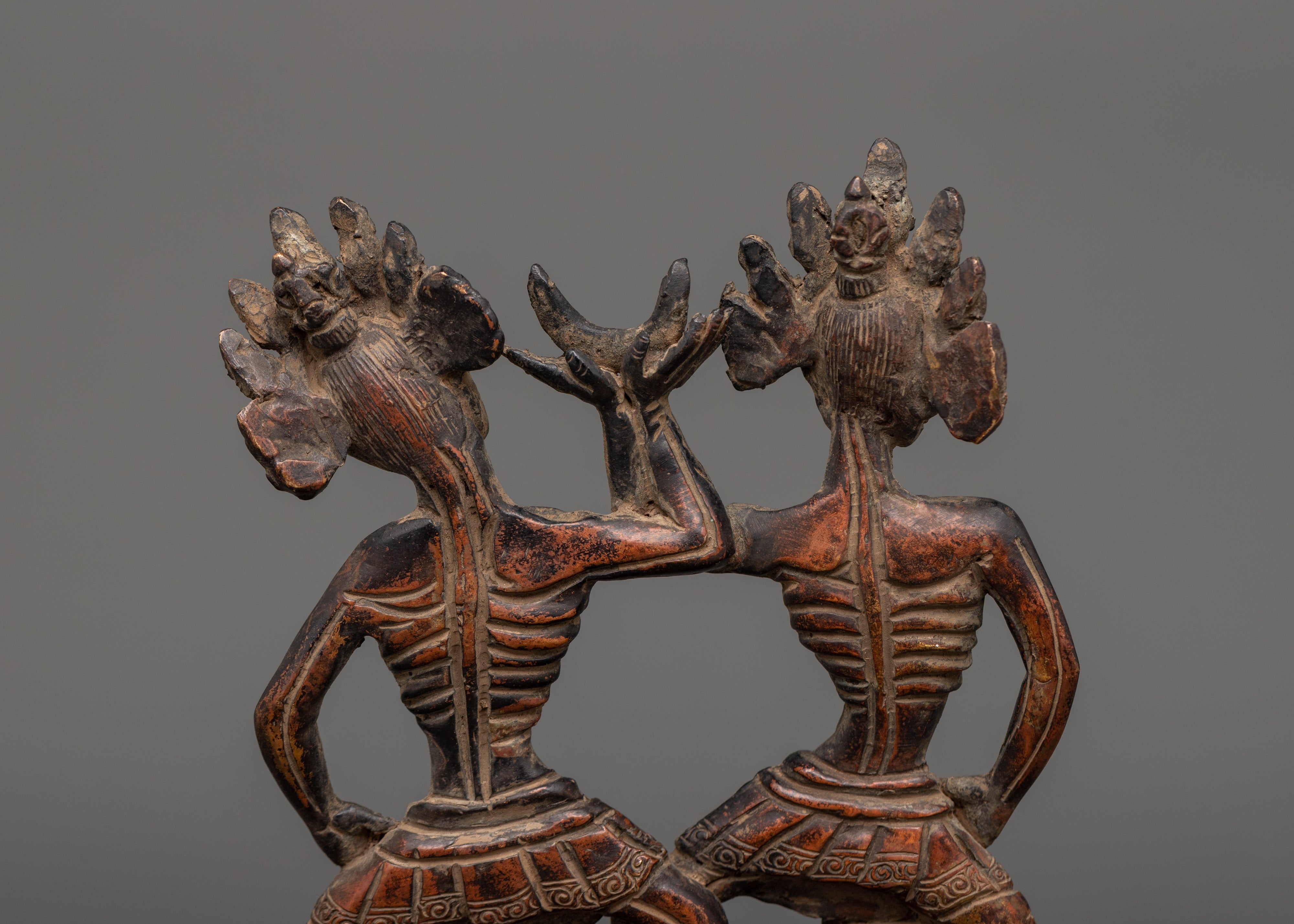 Oxidized Copper Citipati Statue |  Tibetan Protector Sculpture
