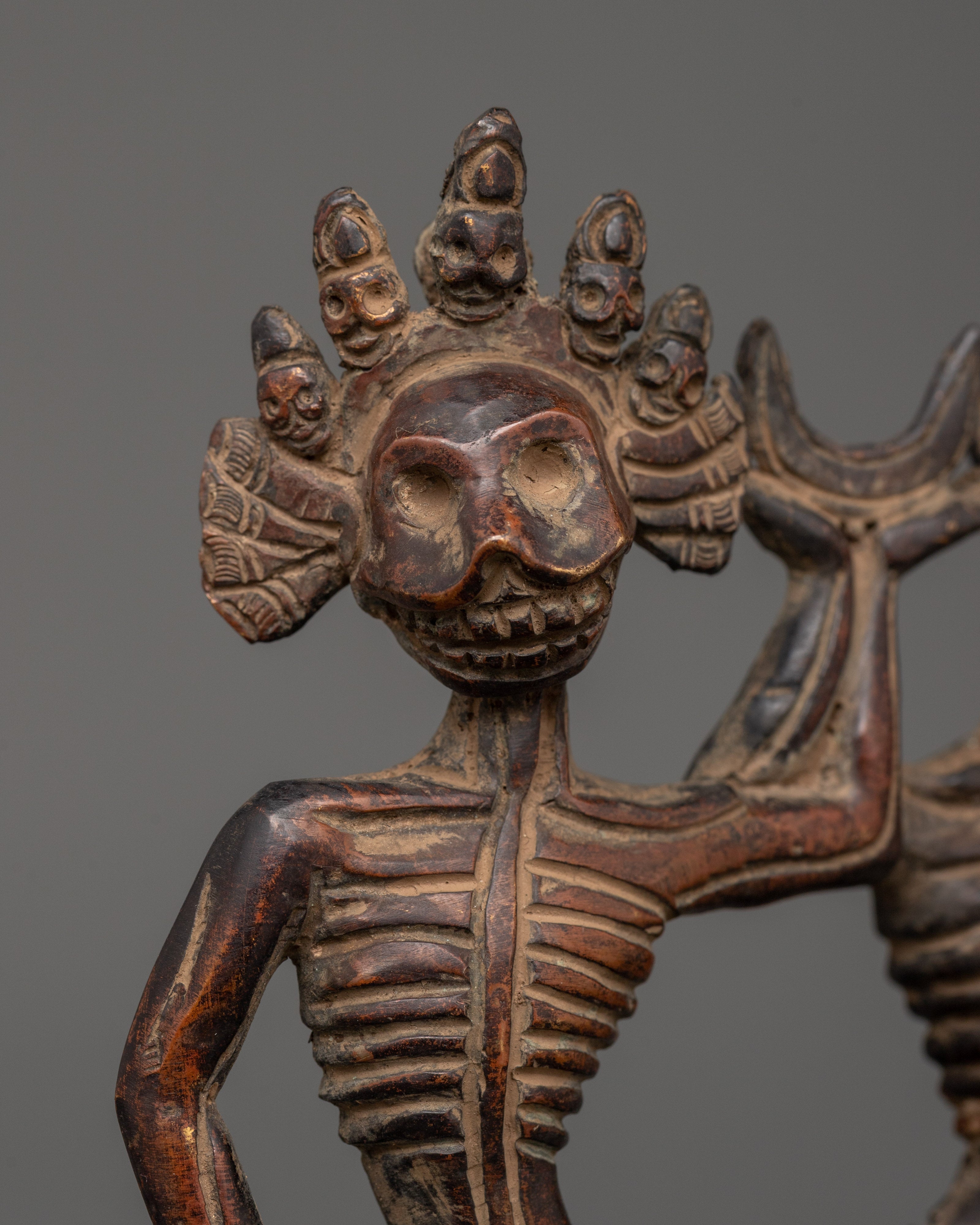 Oxidized Copper Citipati Statue |  Tibetan Protector Sculpture