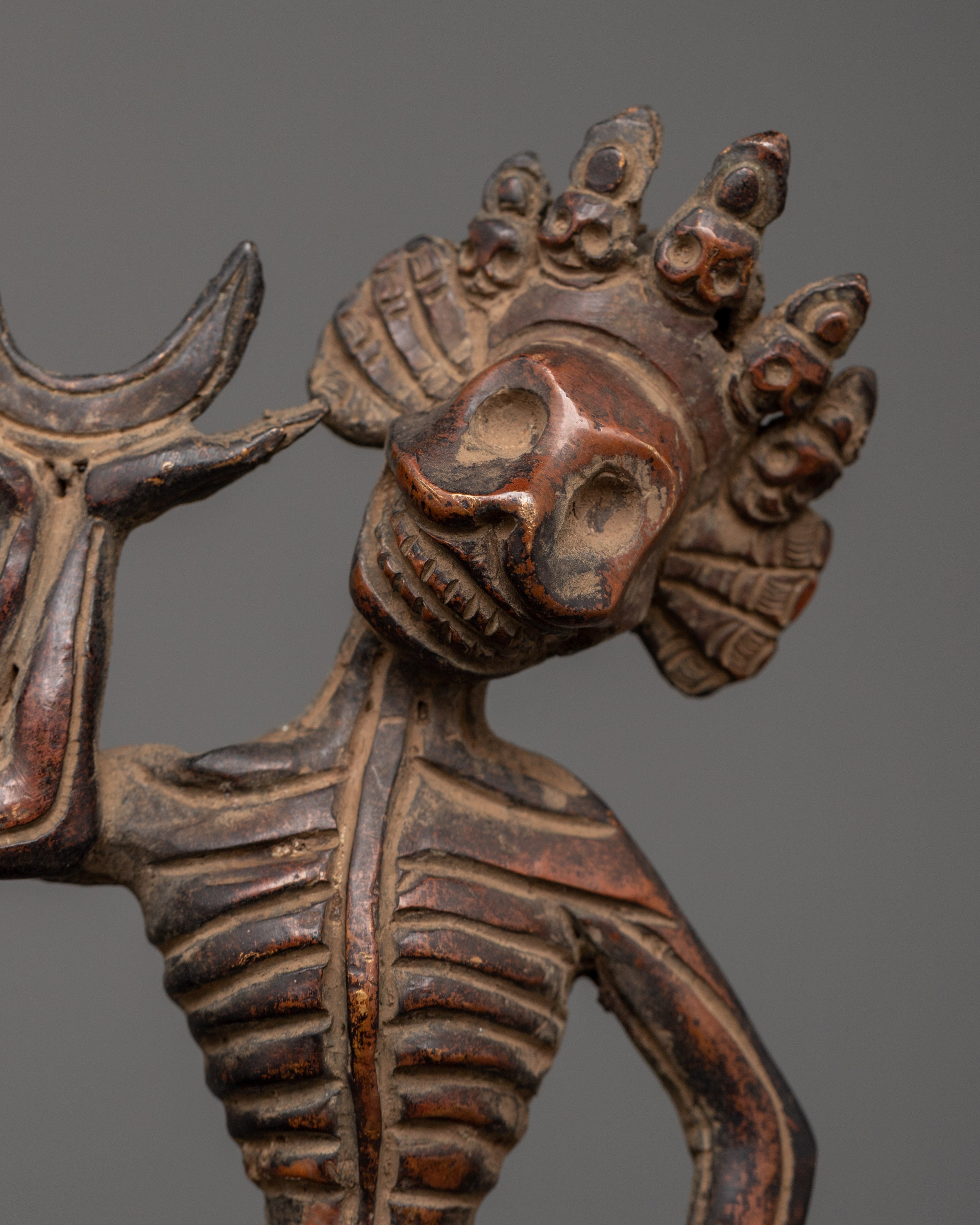 Oxidized Copper Citipati Statue |  Tibetan Protector Sculpture