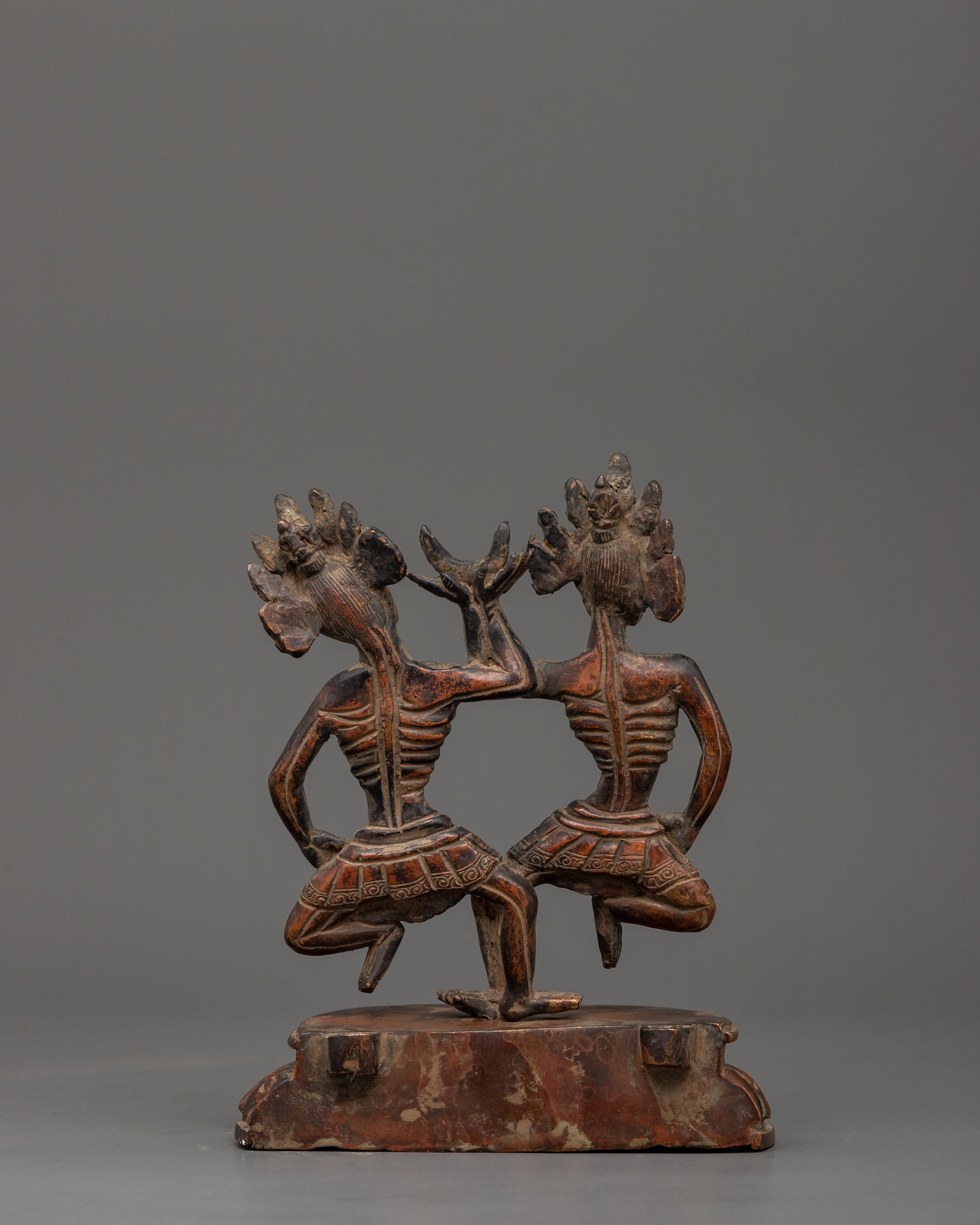 Oxidized Copper Citipati Statue |  Tibetan Protector Sculpture