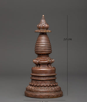 Oxidized Copper Stupa | Buddhist Shrine Artifact
