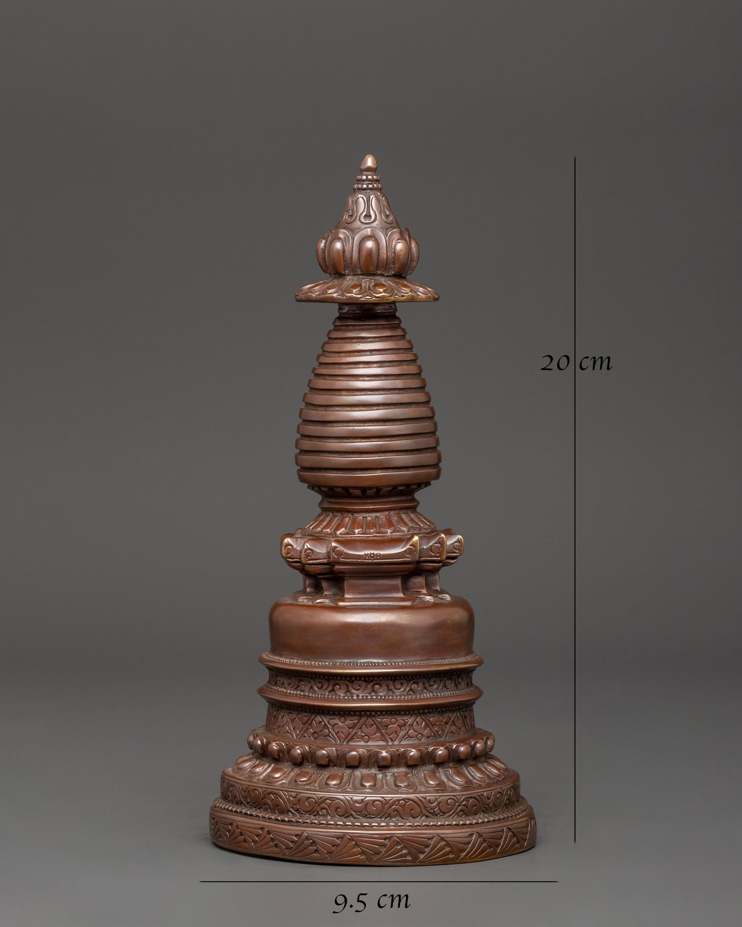 Oxidized Copper Stupa | Buddhist Shrine Artifact