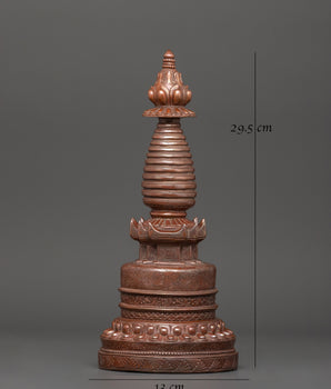 Oxidized Copper Stupa | Buddhist Shrine Artifact