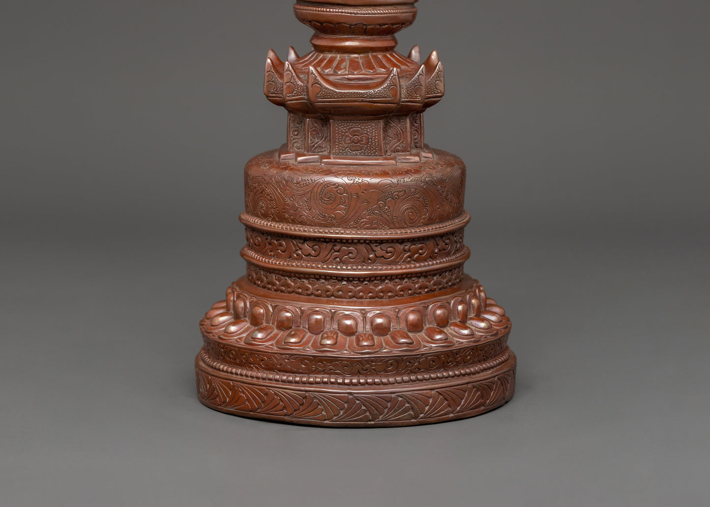 Oxidized Copper Stupa | Buddhist Shrine Artifact