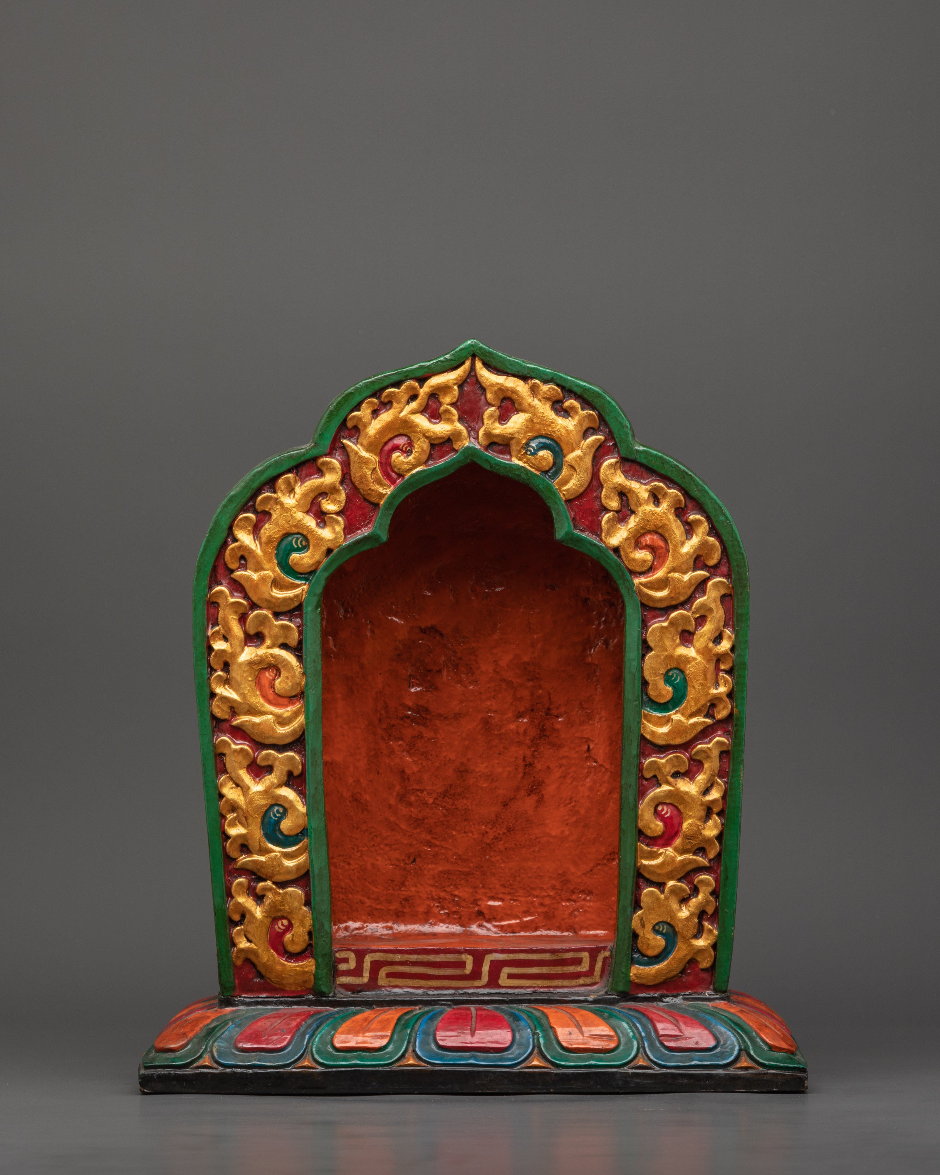 Vintage 25+ year old Green Tara Sculpture With Wooden Throne | Buddhist Female Goddess