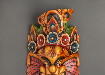 Ganesh Wooden Wall Hanging | Sacred Elephant God Mask