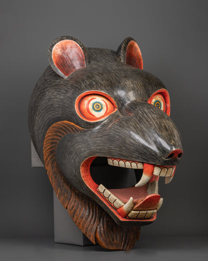 Rat Mask Wooden Wall Hanging | Traditional Protector Mask