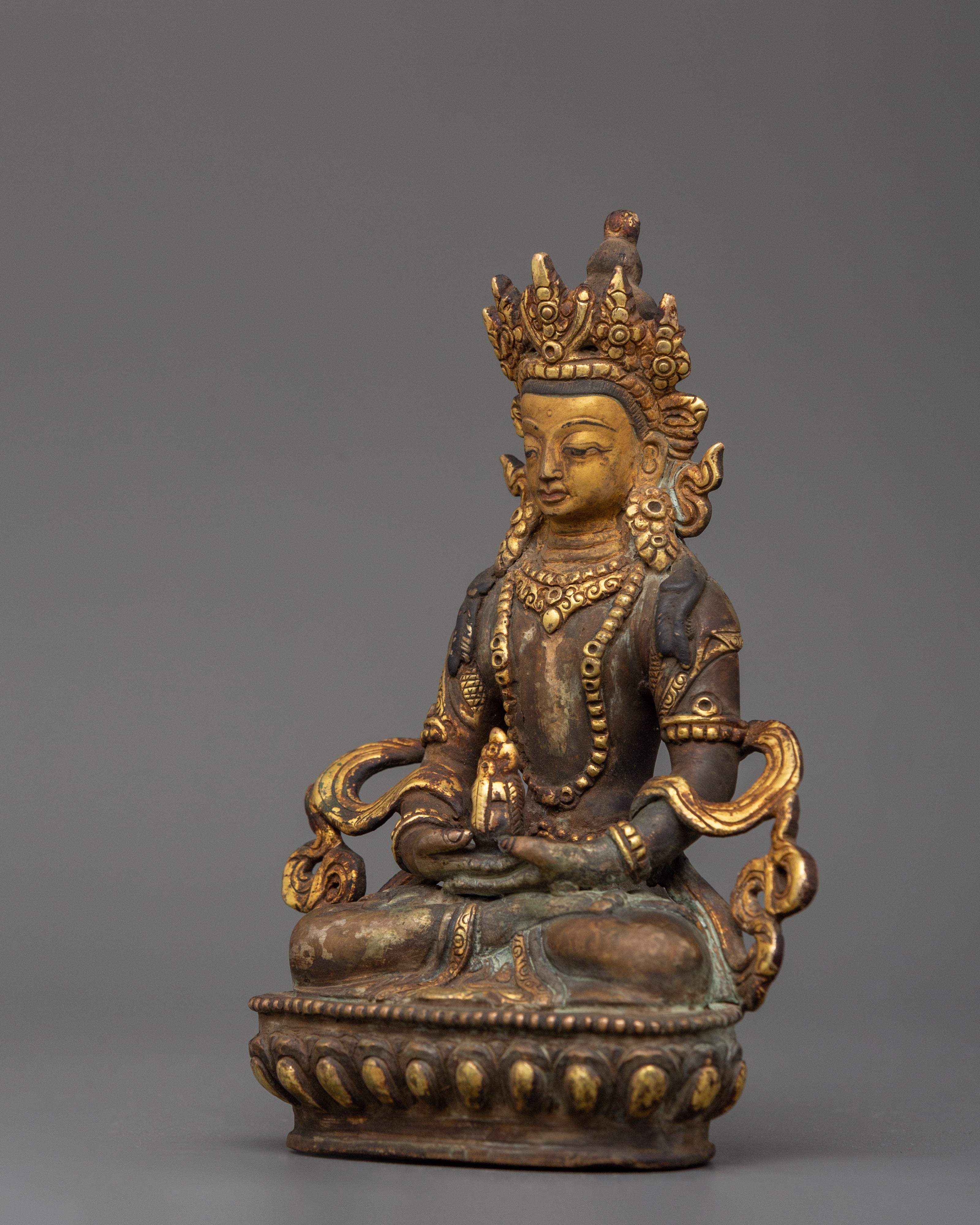 Tibetan Amitayus Deity Figure | Antique Finish