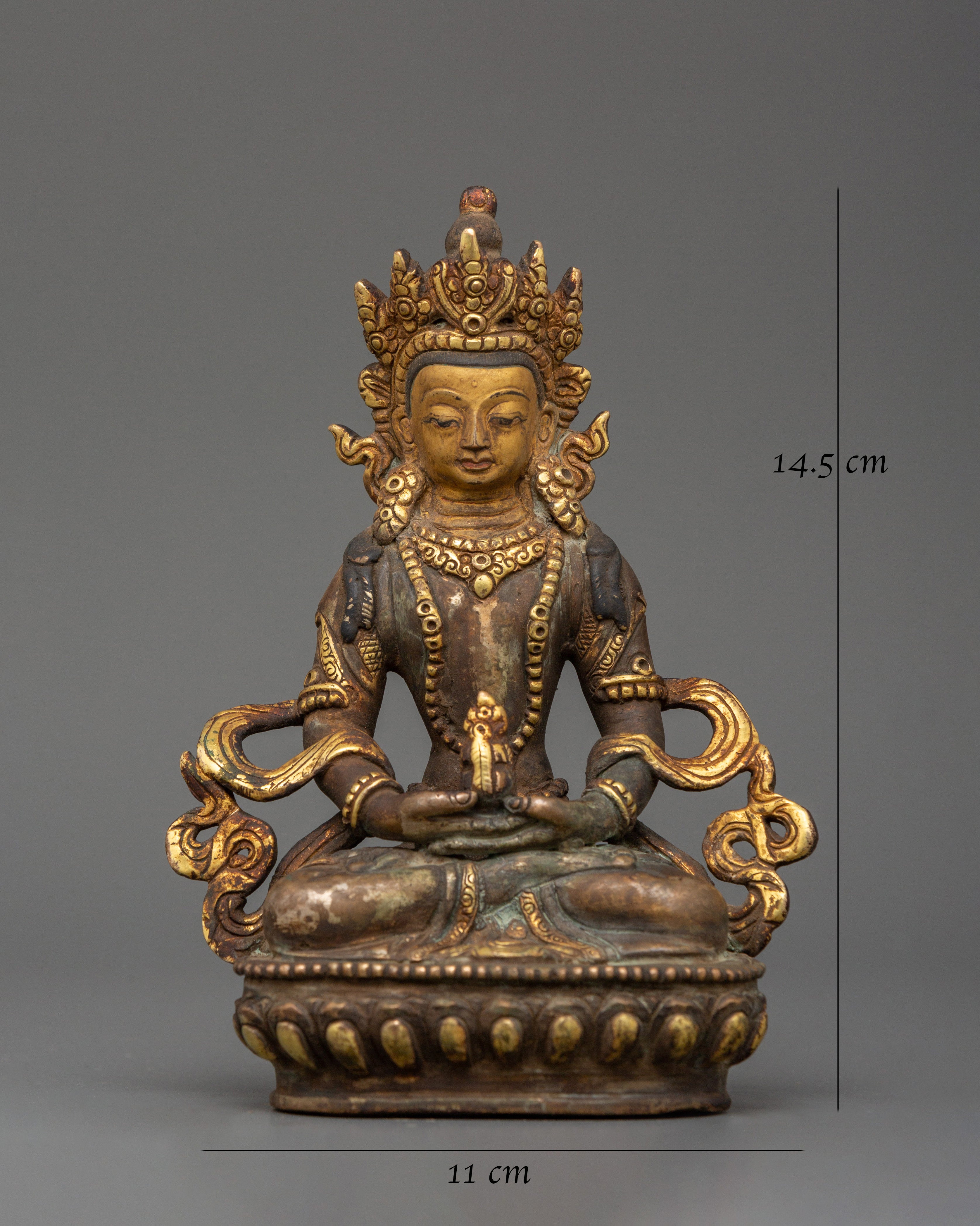 Tibetan Amitayus Deity Figure | Antique Finish