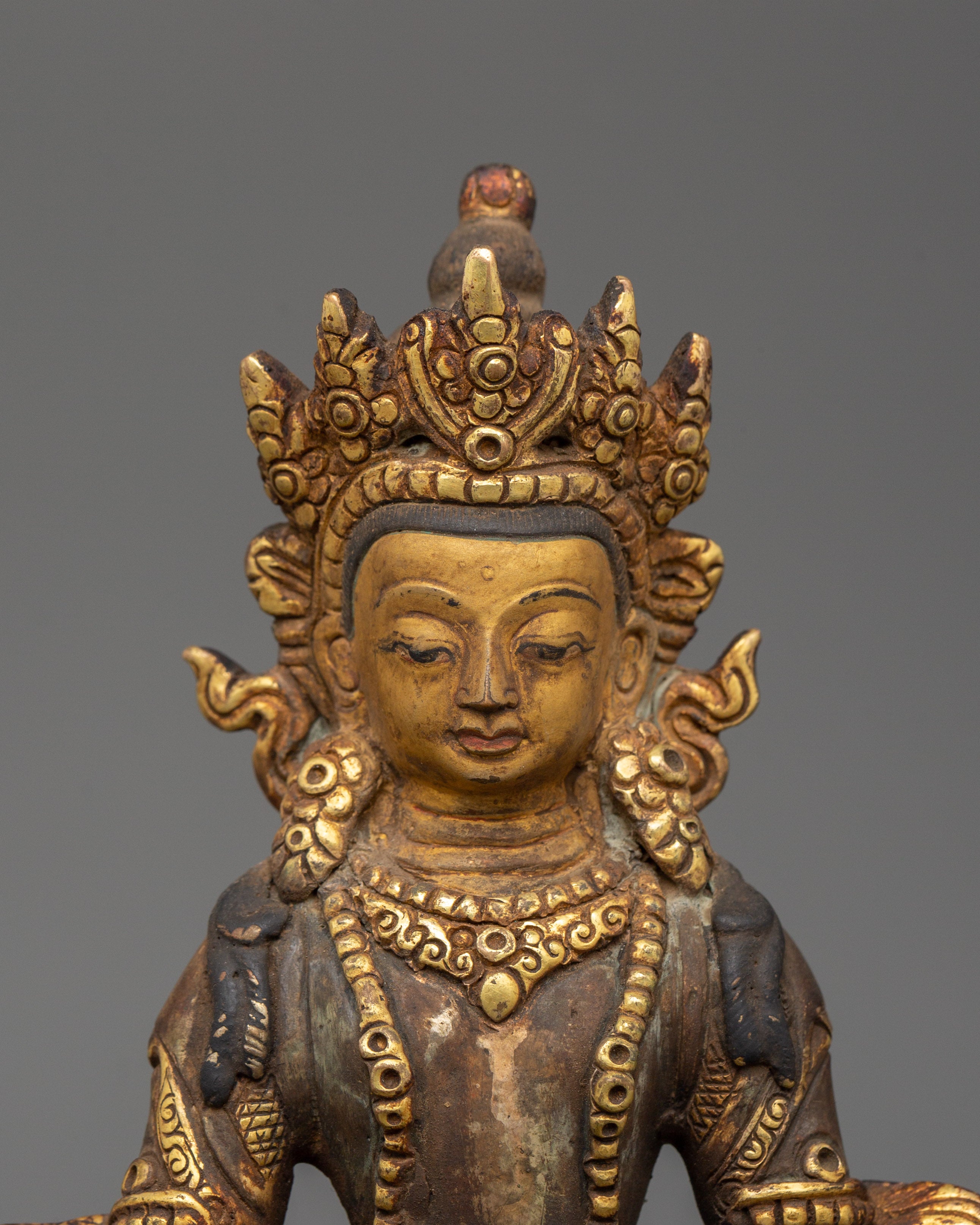 Tibetan Amitayus Deity Figure | Antique Finish