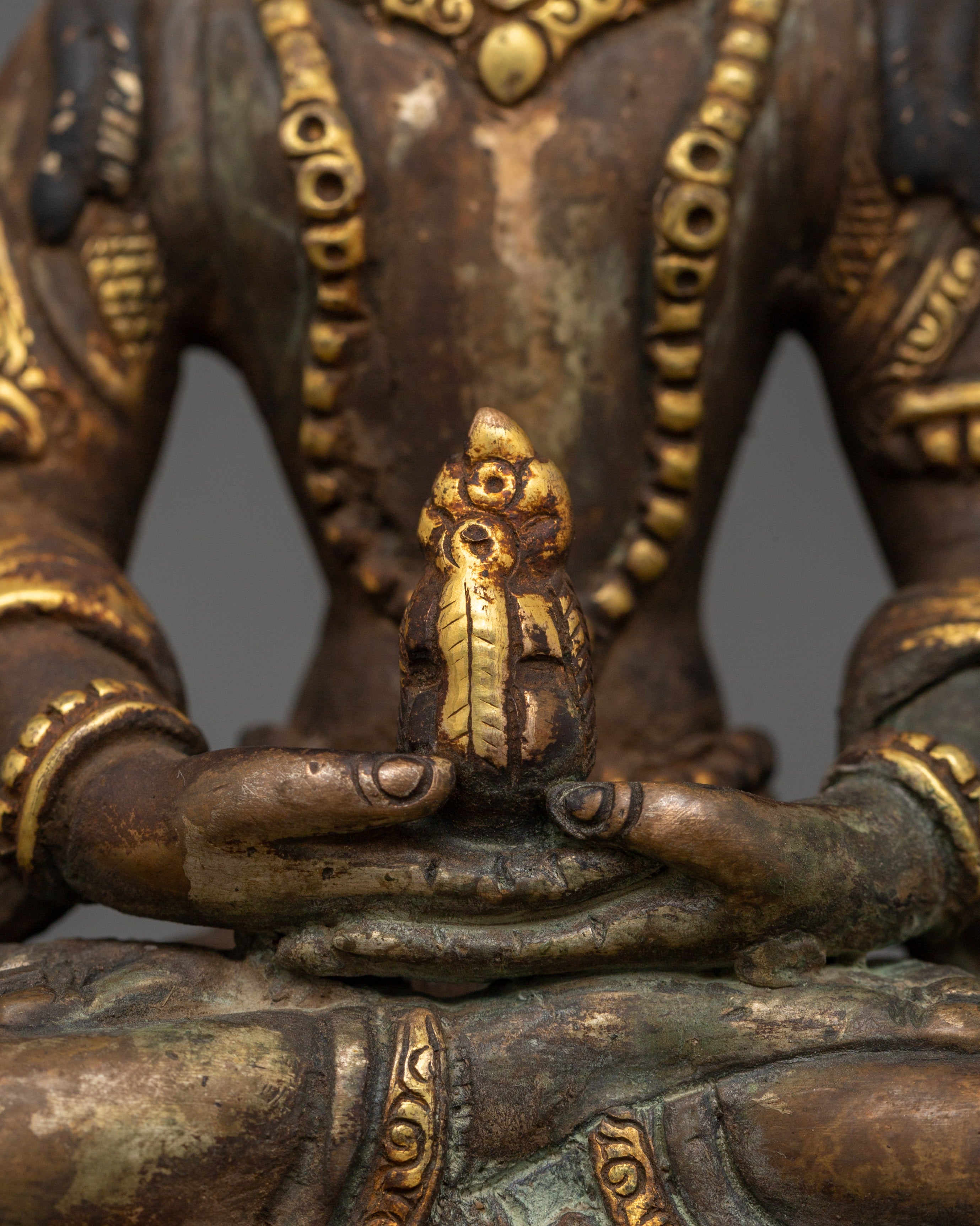 Tibetan Amitayus Deity Figure | Antique Finish