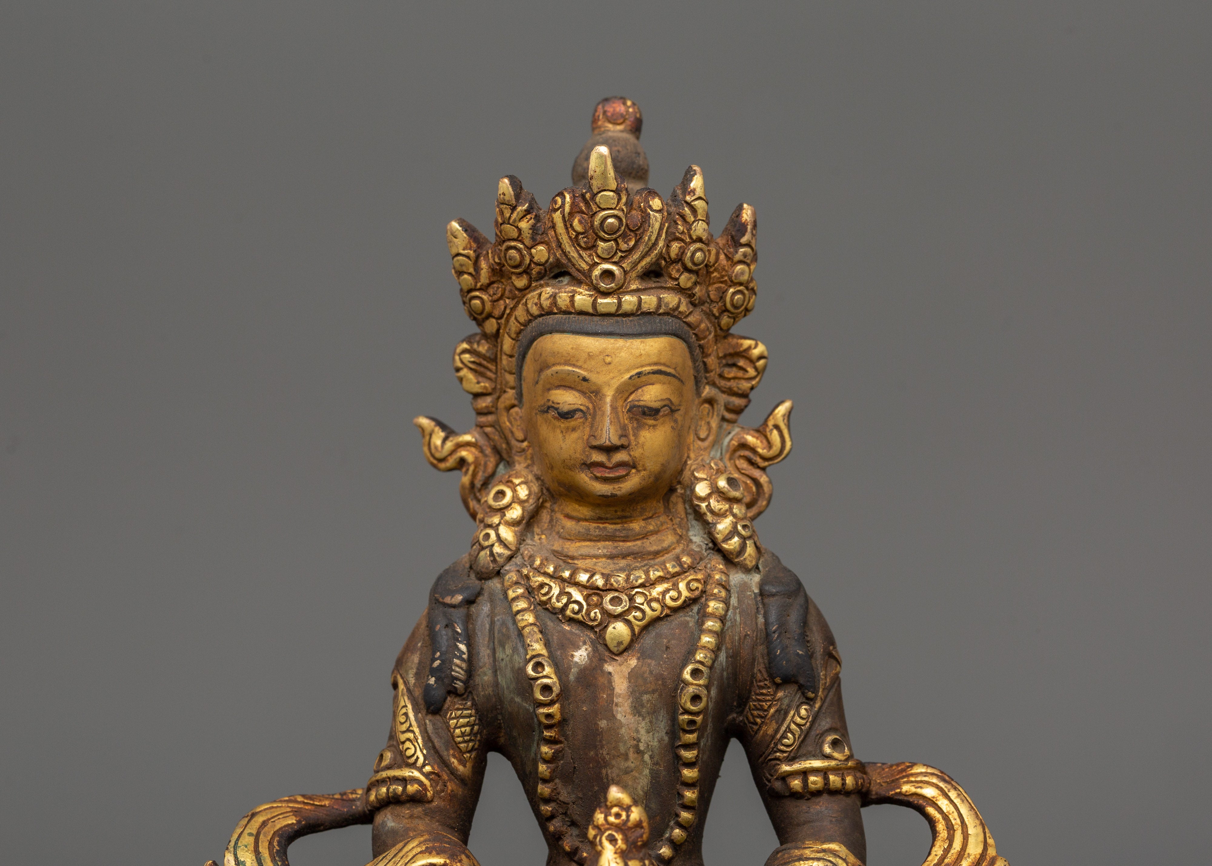 Tibetan Amitayus Deity Figure | Antique Finish
