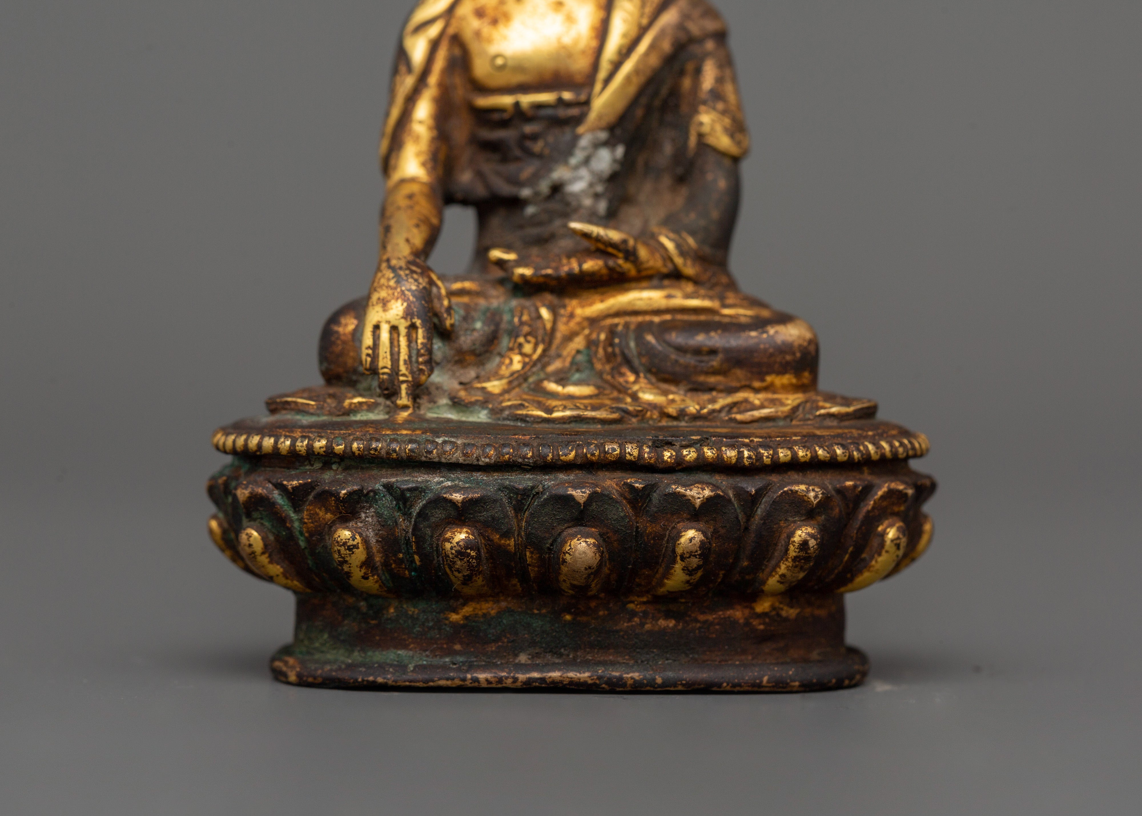 Traditionally HandCrafted Shakyamuni Buddha Statue | Antique Copper Statue