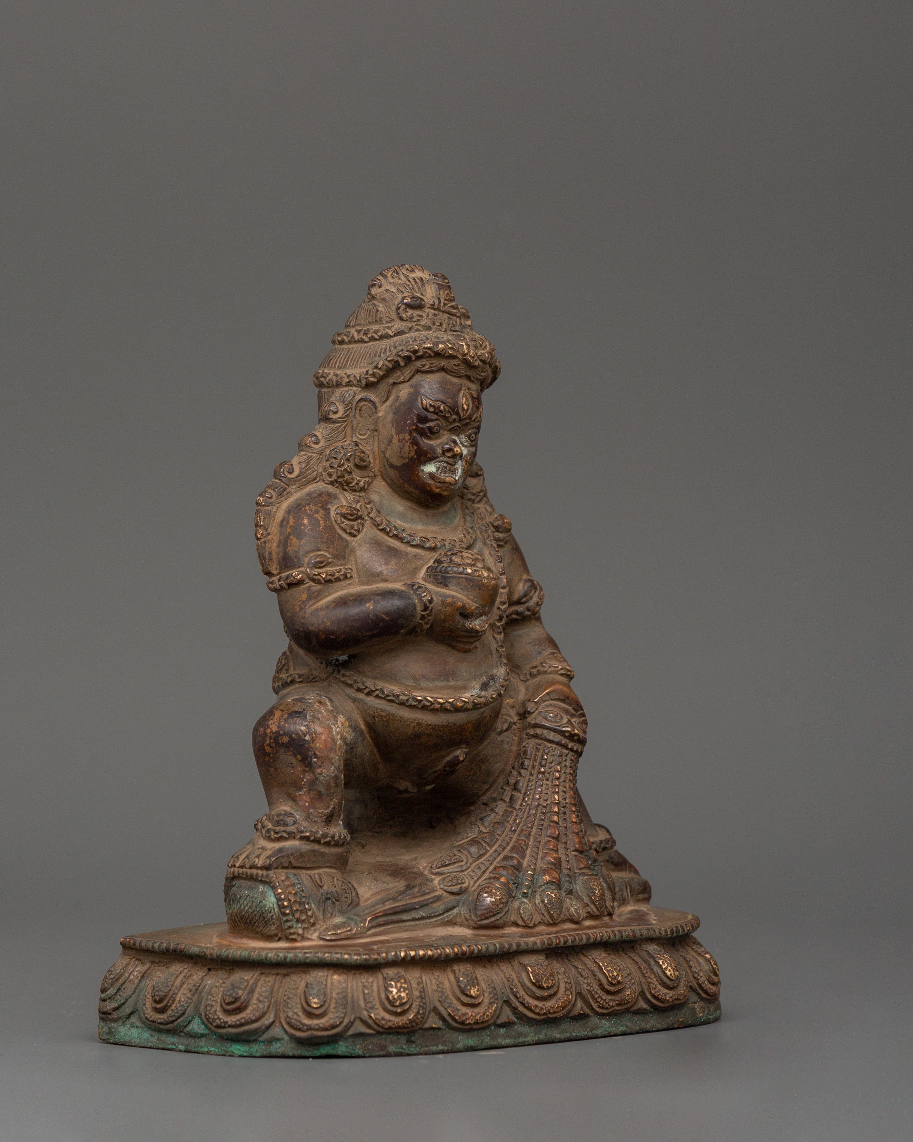 Wrathful Black Dzambhala Statue | Tibetan Buddhist Wealth Deity